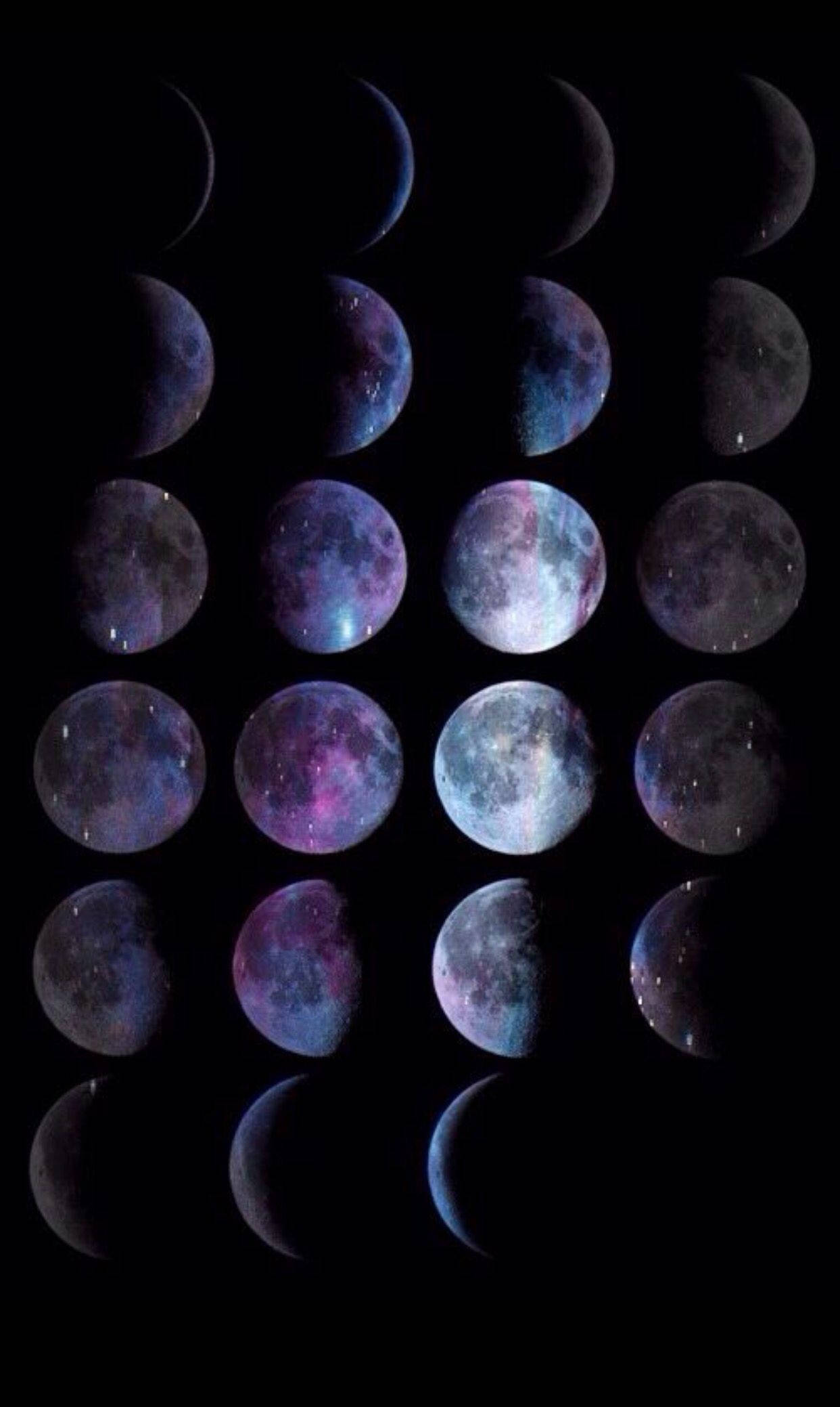 galaxy like moon phases, cosmic nebulae, black void, Full HD Phone Wallpaper