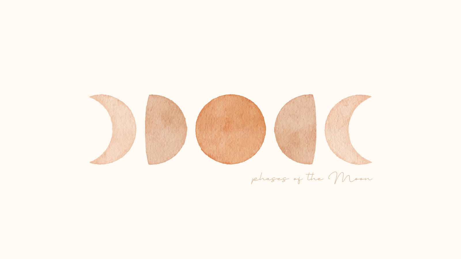 watercolor, moon phases, peach tones, HD Desktop Wallpaper