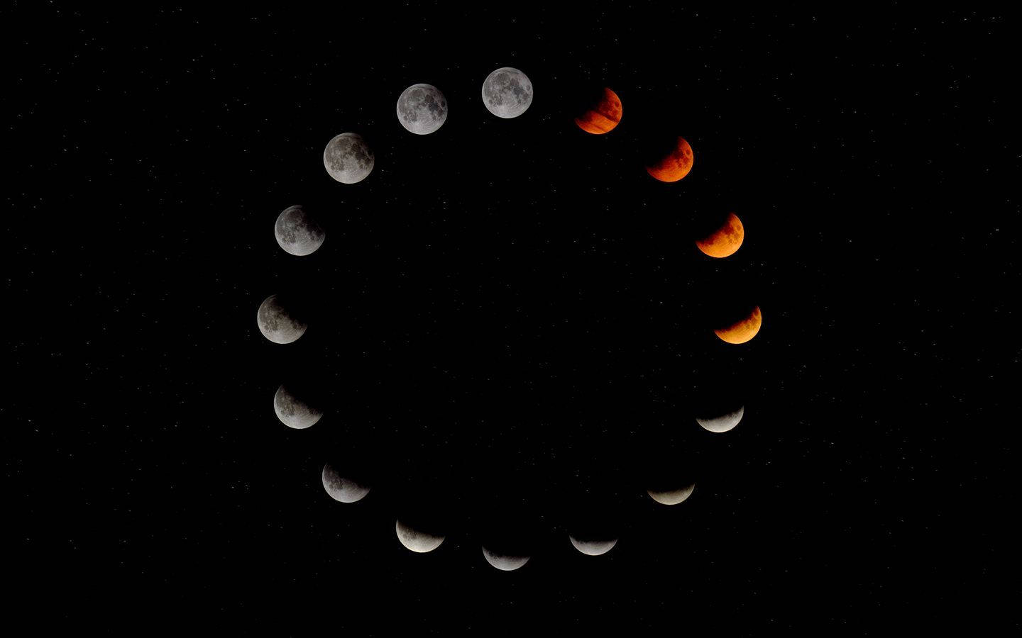 16 moon phases, gray, red, HD Desktop Wallpaper