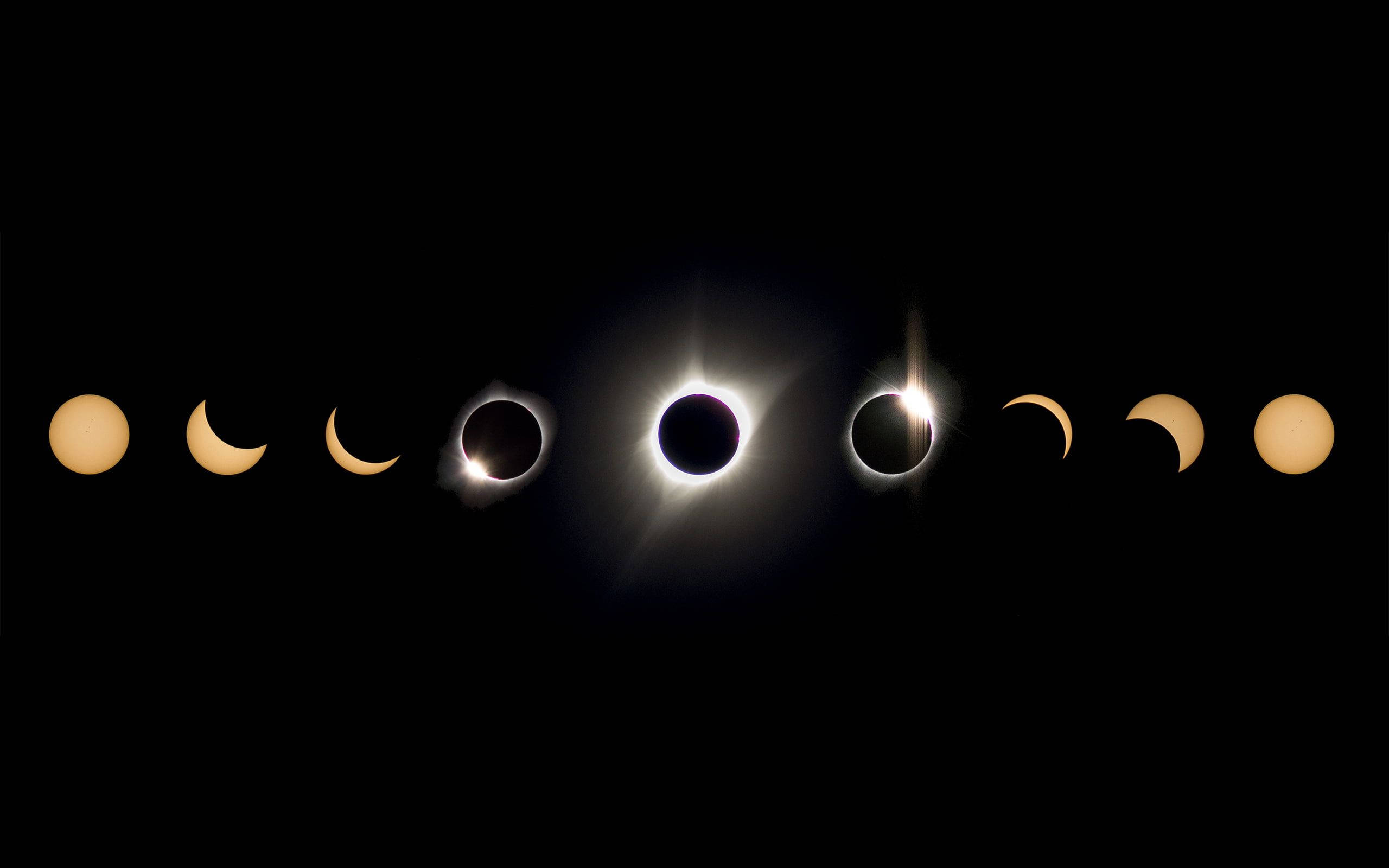 Moon Phases, yellow, black, 2K Desktop Wallpaper