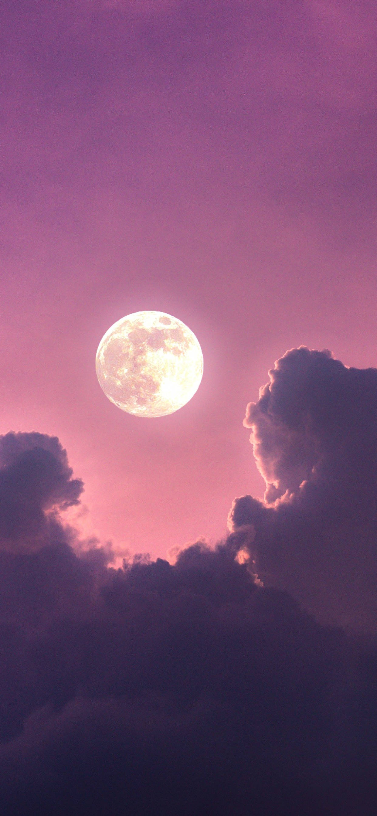 Moon, full moon, purple clouds, 2K Phone Wallpaper