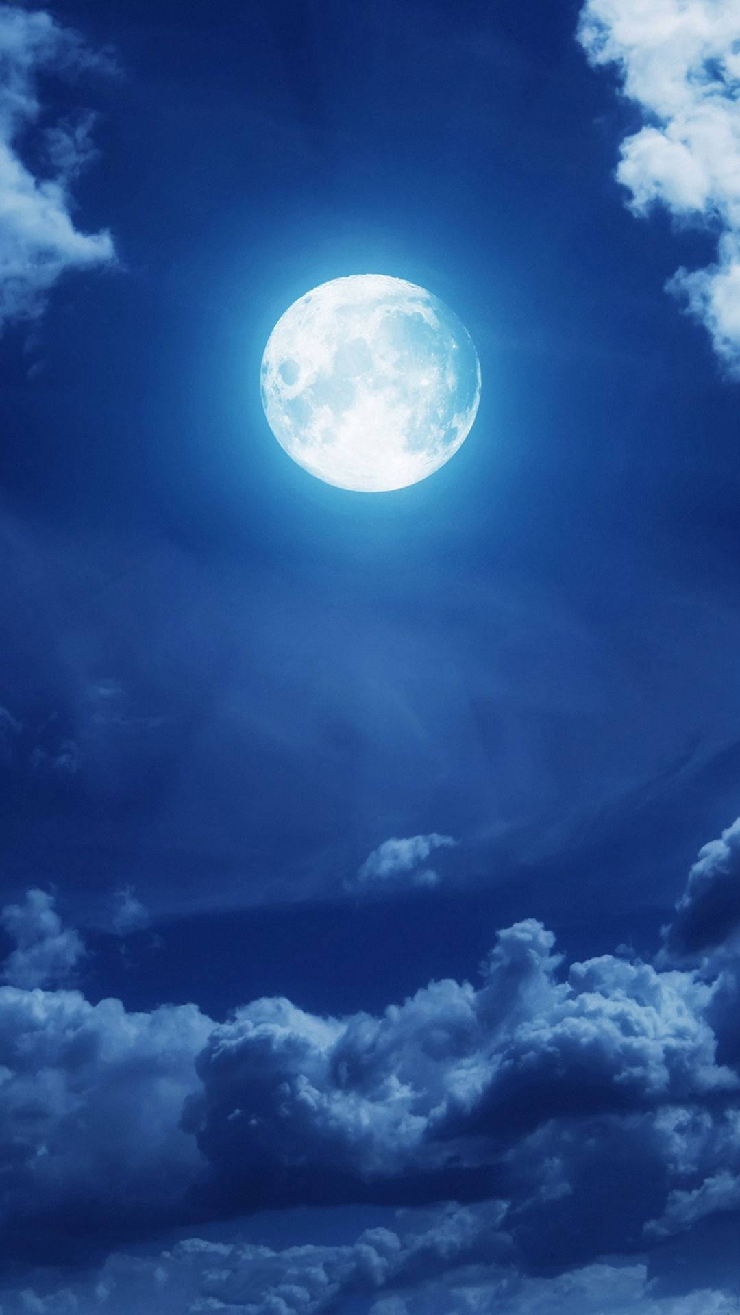 Moon Phone, bright blue sky, full moon, Full HD Phone Wallpaper