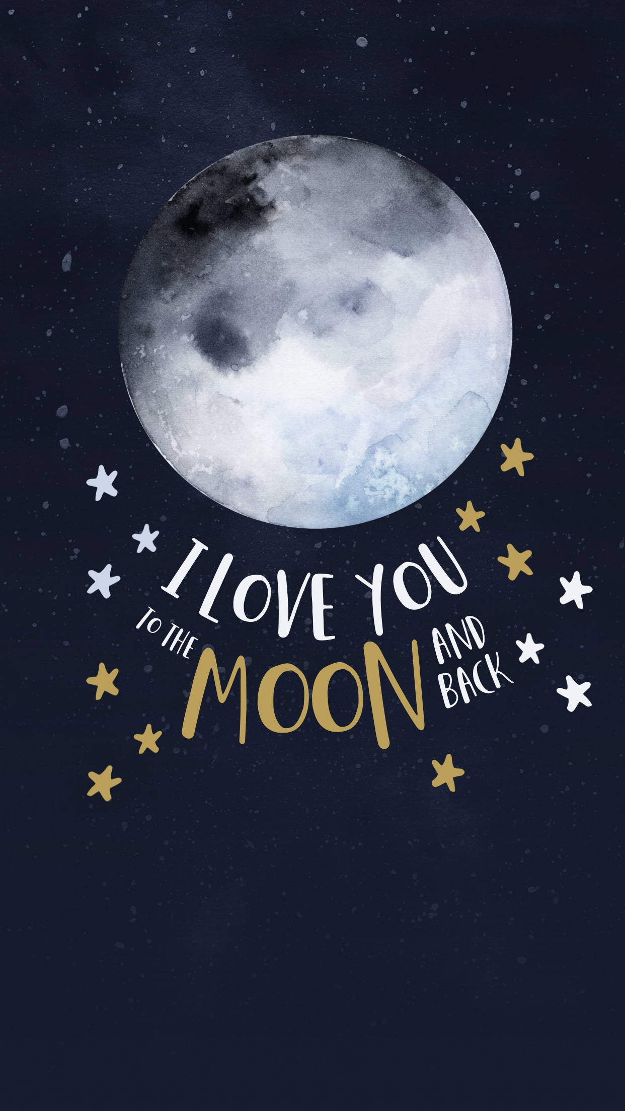 moon, stars, text saying I love you to the moon and back, Full HD Phone Wallpaper