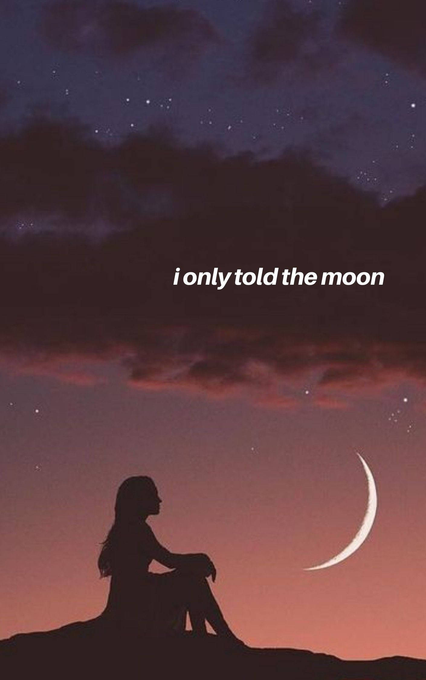 Moon Quotes Girl, crescent moon, starry twilight sky, Full HD Phone Wallpaper