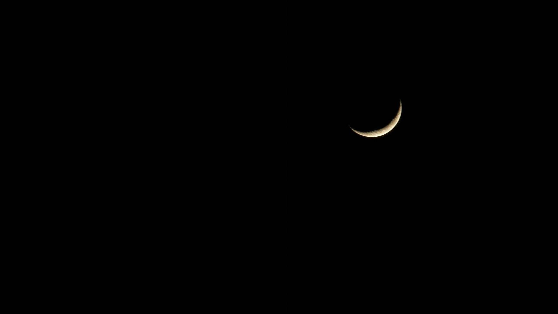 crescent moon, inky black night sky, Full HD Desktop Wallpaper