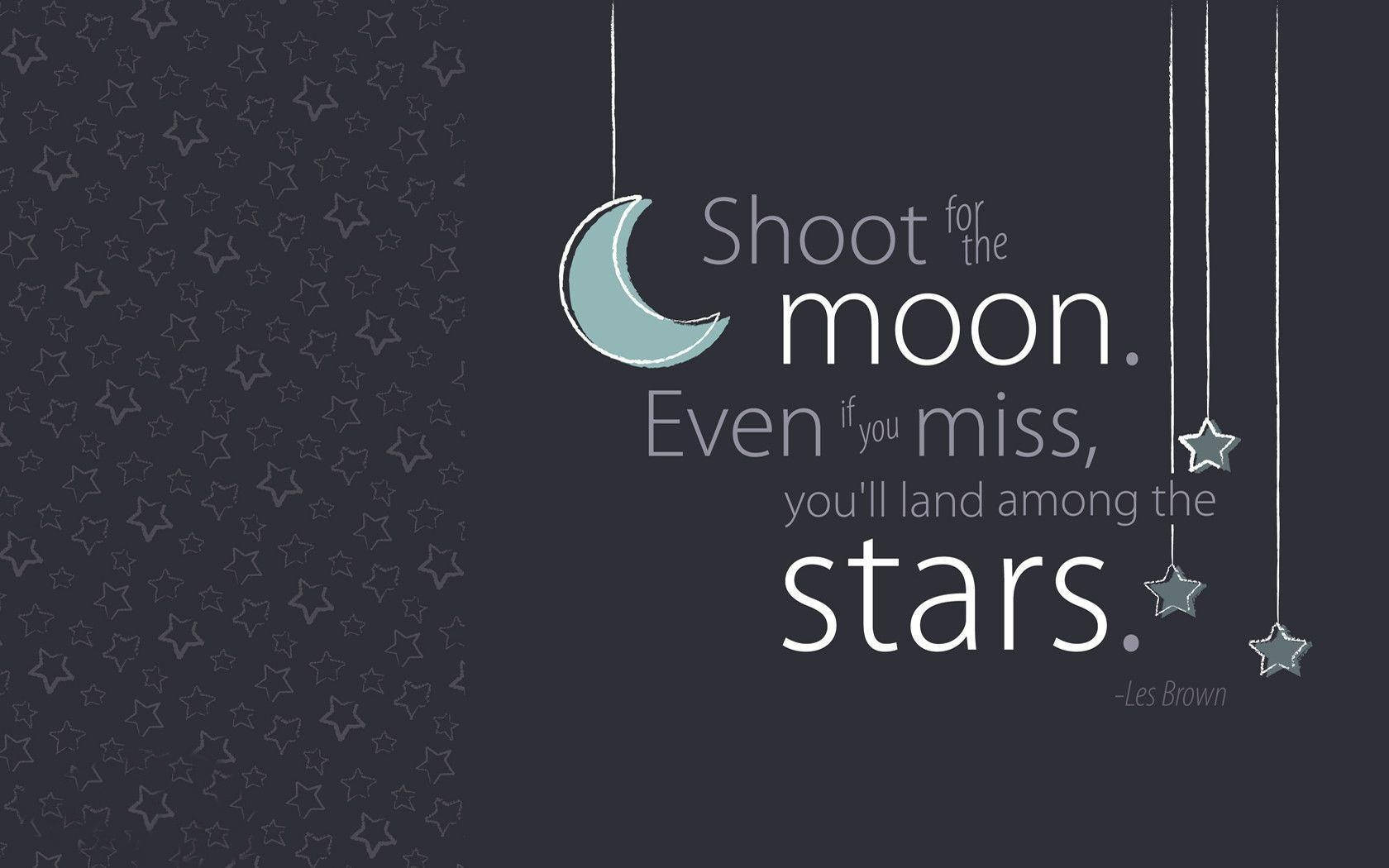 crescent moon, hanging stars, motivational quote, HD Desktop Wallpaper