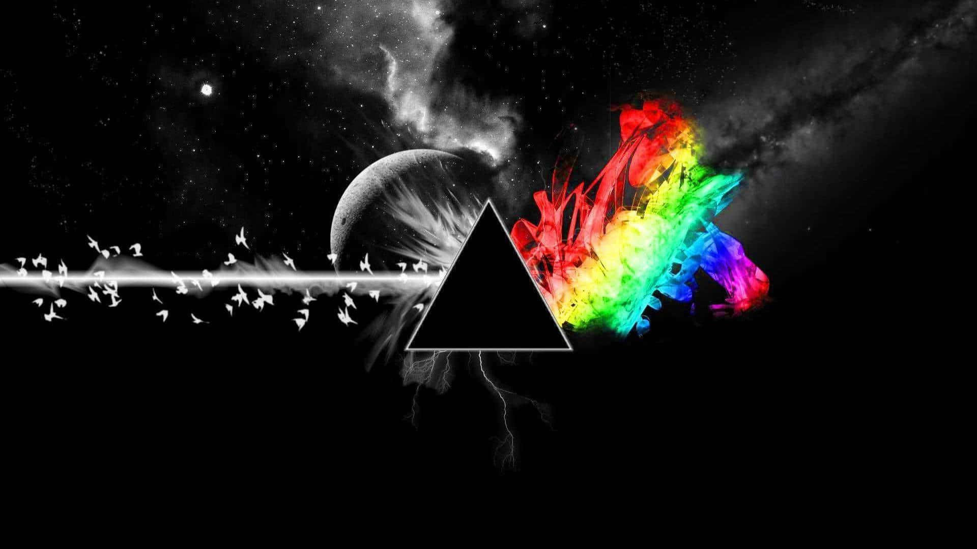 dark side of the moon, black triangle, cosmic scene, Full HD Desktop Wallpaper