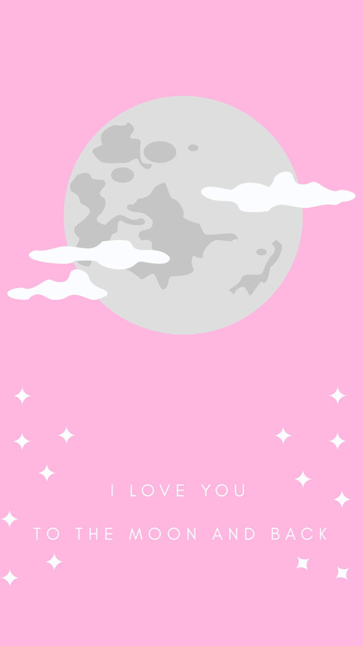 pink background, gray moon, clouds, HD Phone Wallpaper