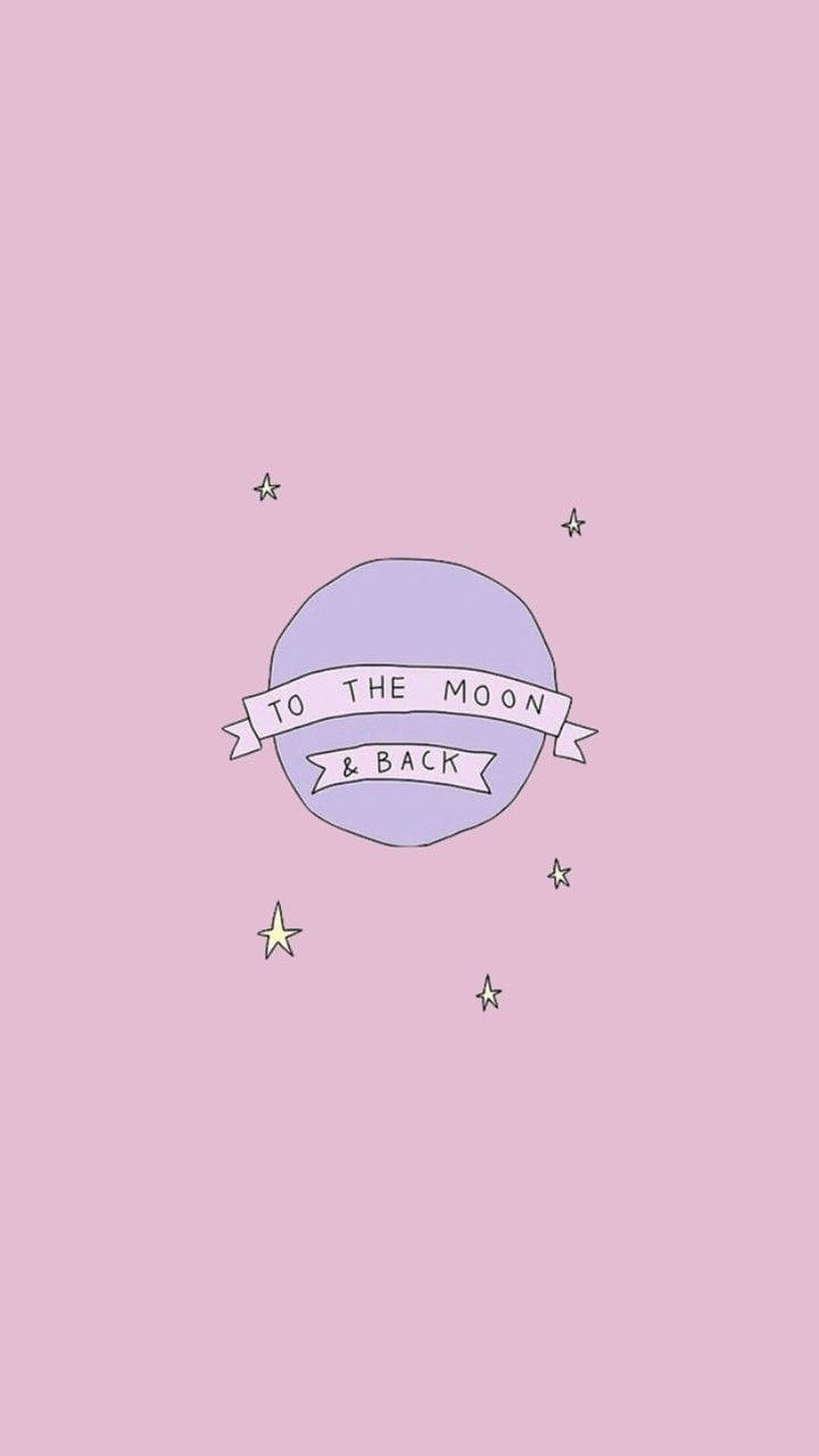 lavender moon, pastel pink wallpaper, ribbon banner, Full HD Phone Wallpaper