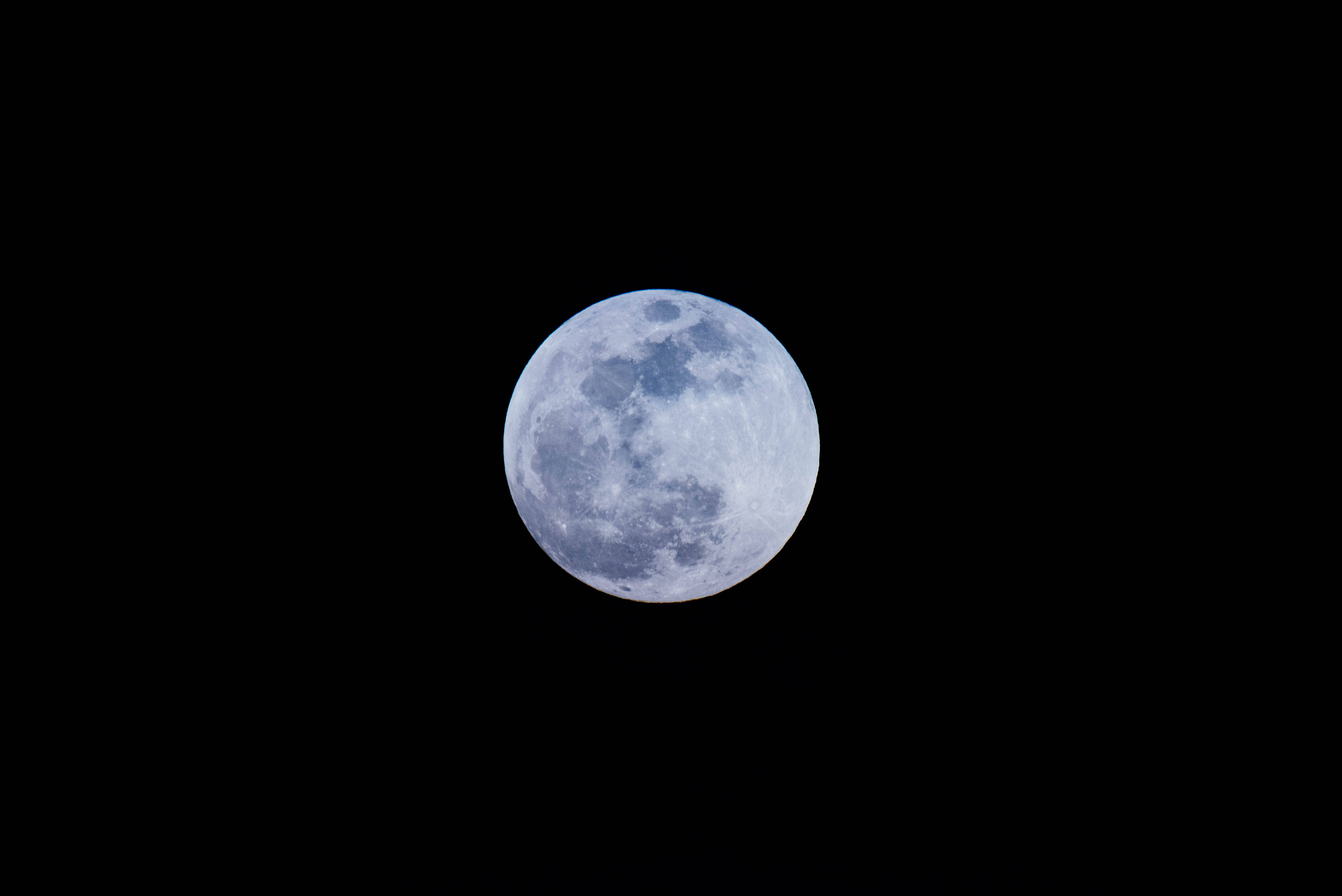 full moon, pale blue, deep black night sky, 5K Desktop Wallpaper