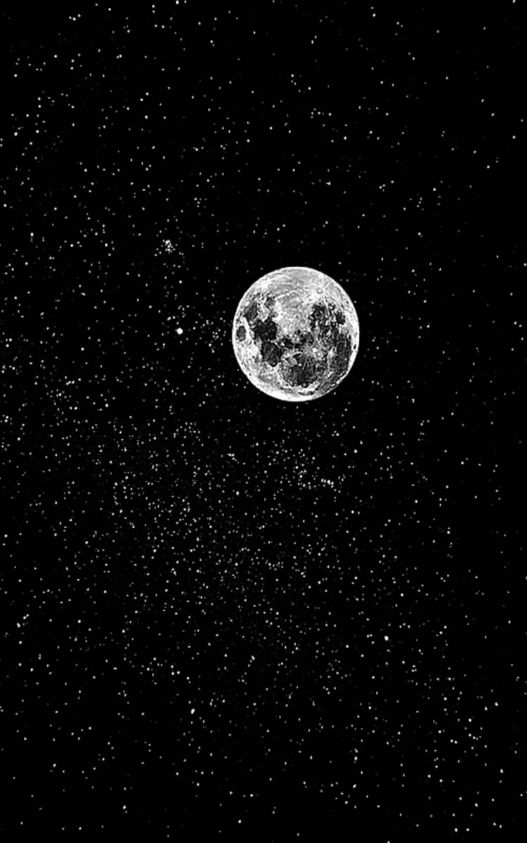Moon Phone, beautiful stars, monochrome moon, SD Phone Wallpaper