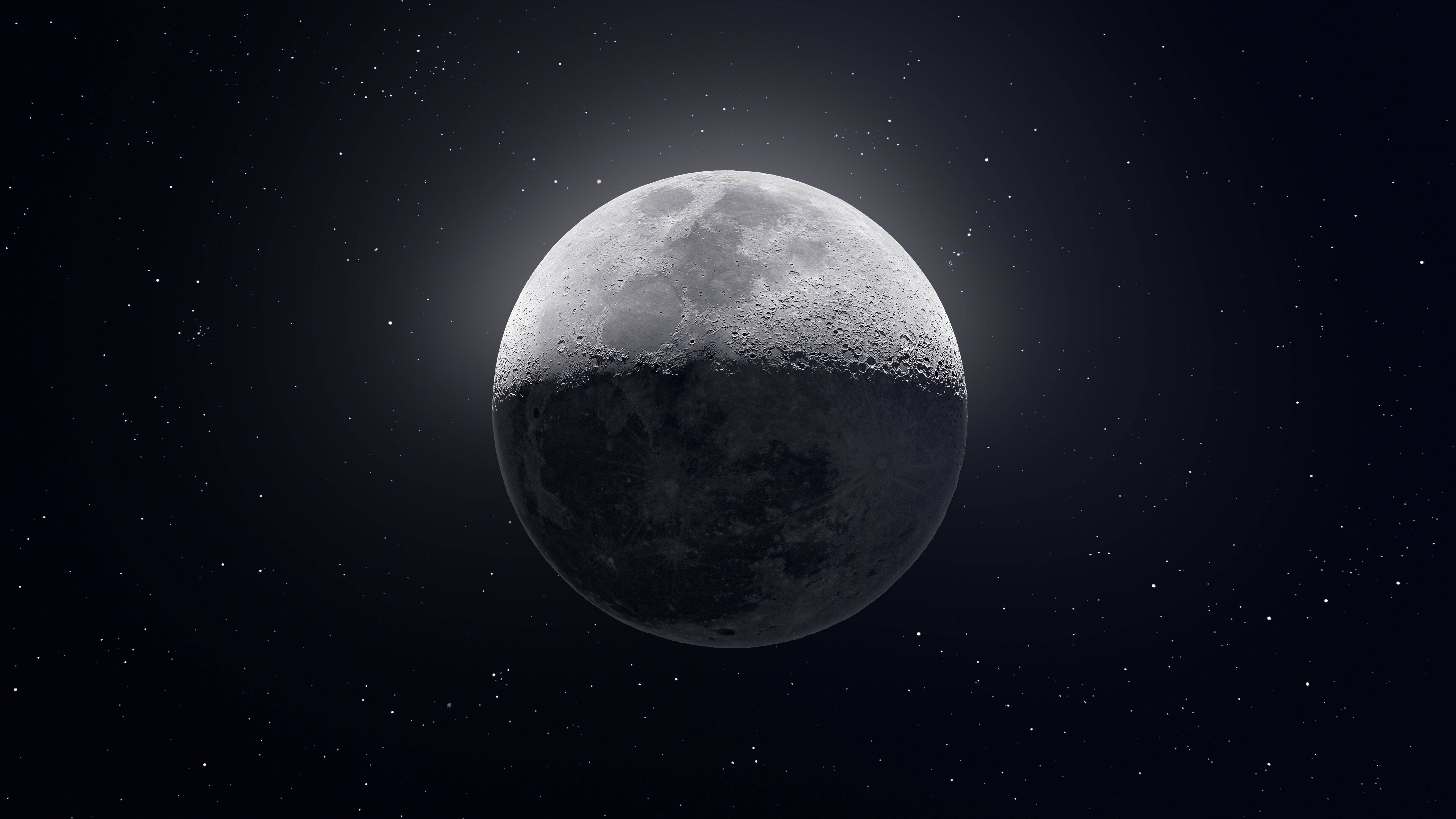 8K Ultra HD, full moon, craters, 8K Desktop Wallpaper