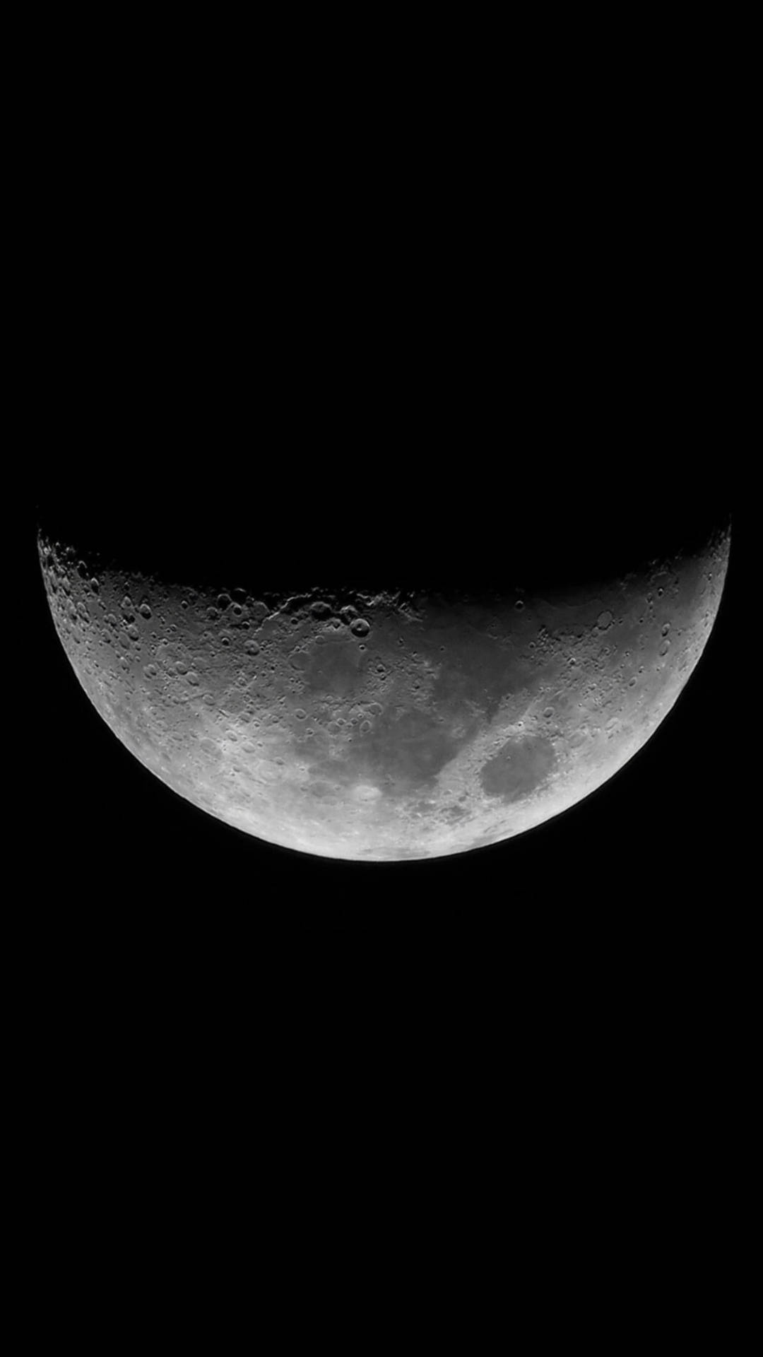 Moon, iPhone 7, pitch black sky, Full HD Phone Wallpaper