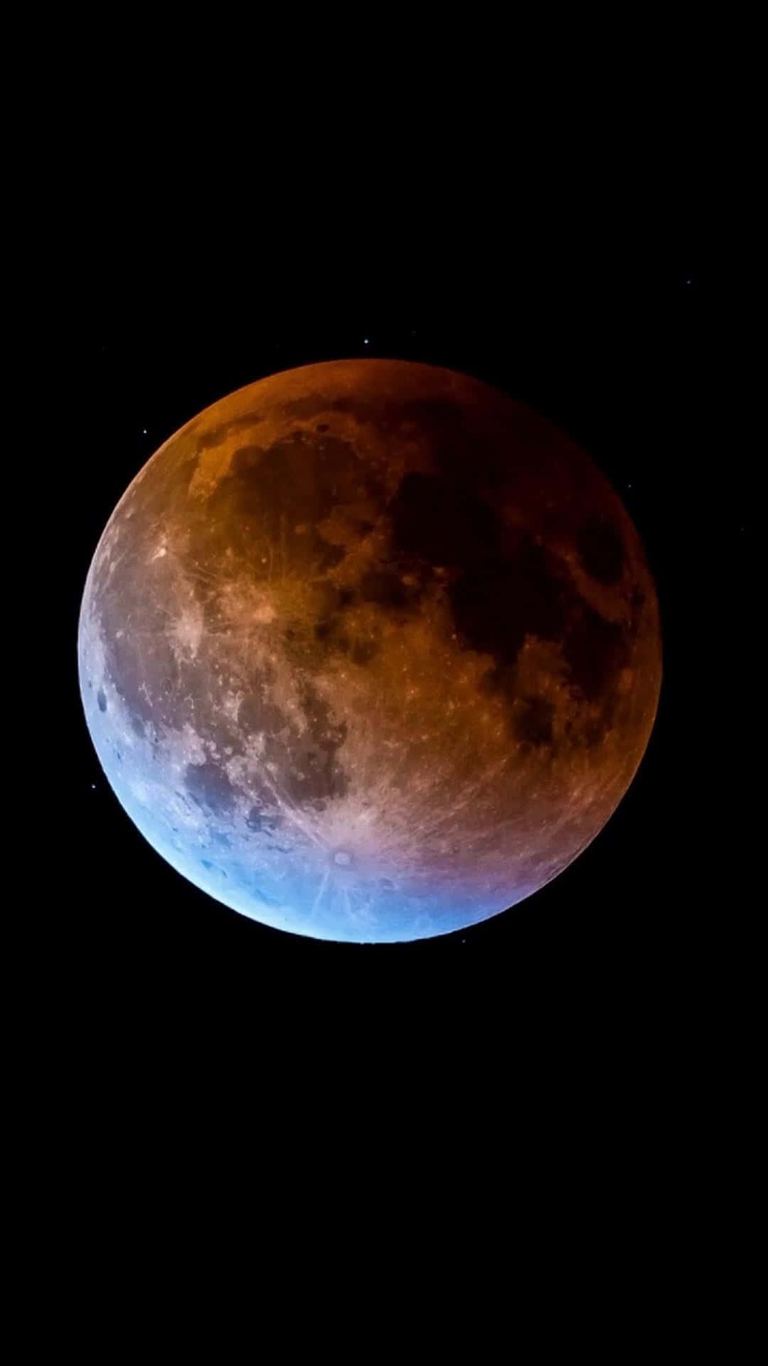 The Crescent Moon iPhone, blood moon eclipse, fiery orange, Full HD Phone Wallpaper