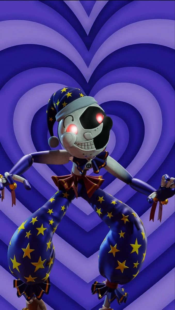 Moondrop, glowing red eyes, star-patterned blue outfit, SD Phone Wallpaper