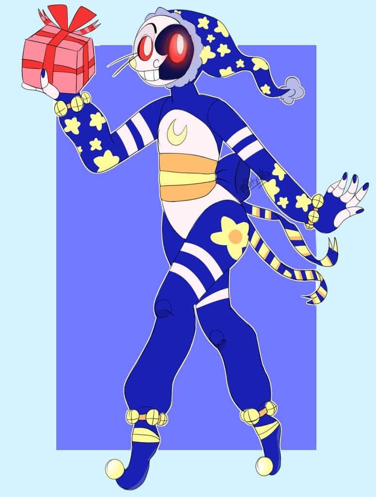 Moondrop, blue cartoon jester, red eyes, SD Phone Wallpaper