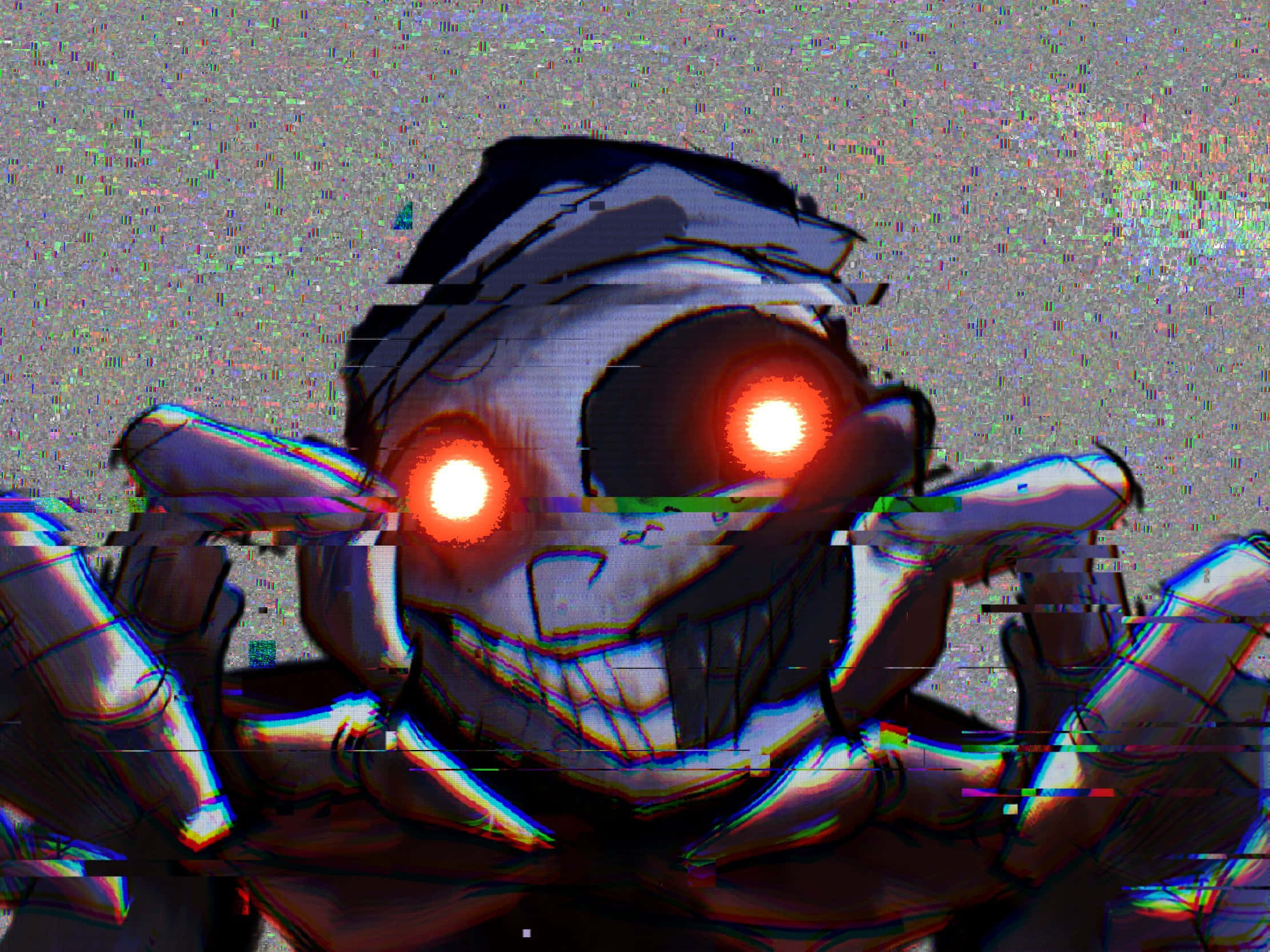 Moondrop, glitchy, anime-style skull, Full HD Desktop Wallpaper