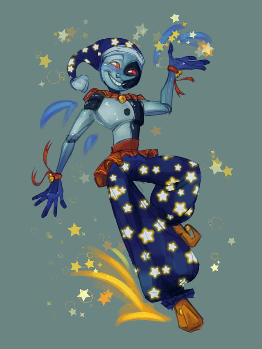 Moondrop, blue-skinned jester, star-patterned pants, SD Phone Wallpaper