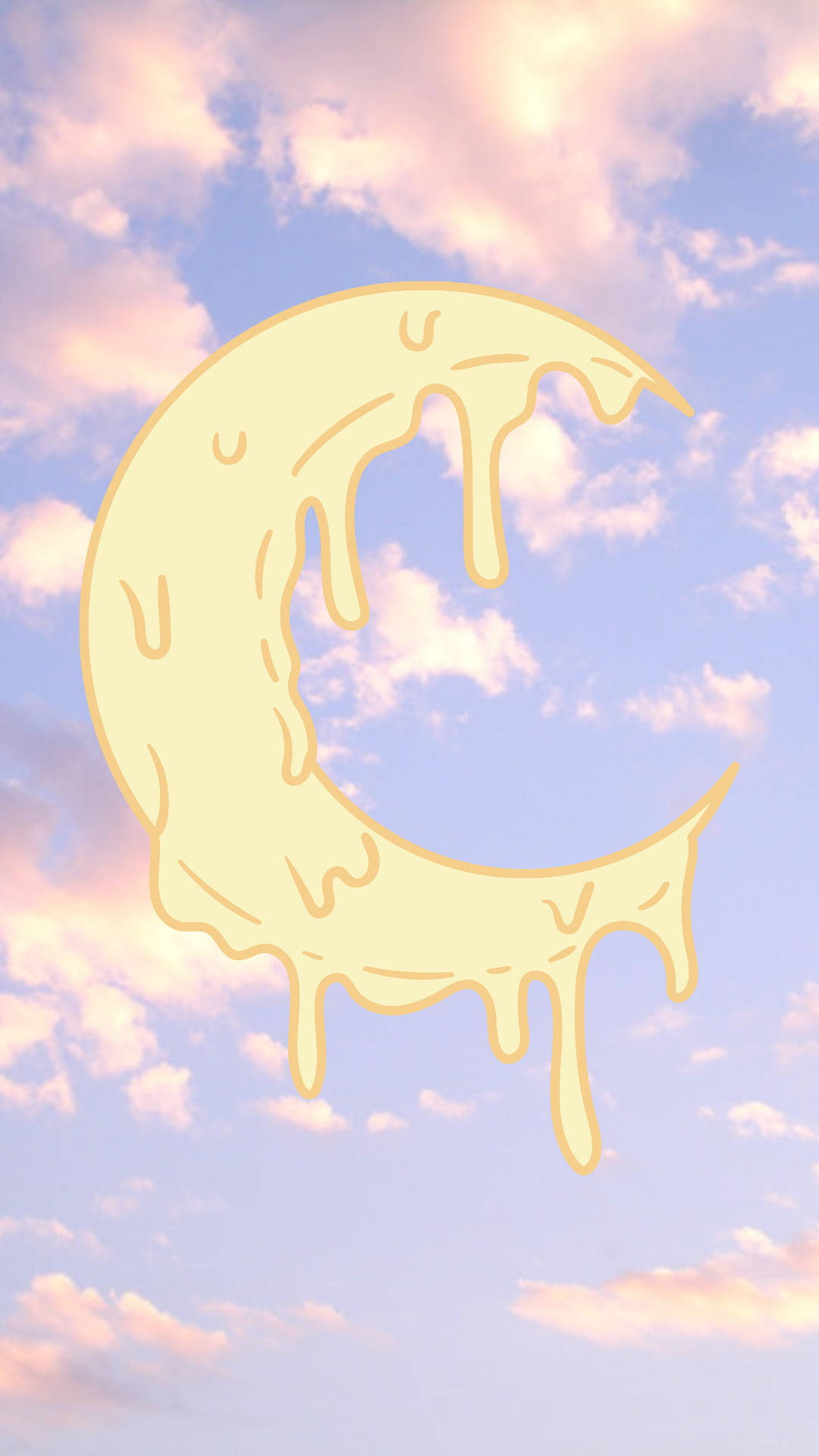 Pastel Goth Dripping Moon, crescent moon, yellow icing, Full HD Phone Wallpaper