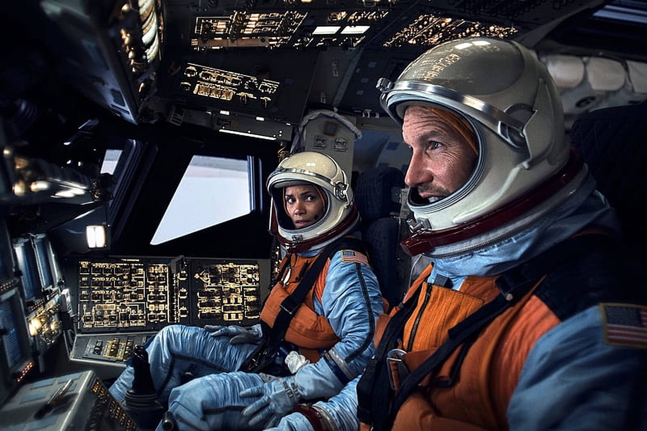 Moonfall, astronaut pilots, orange and blue suits, Full HD Desktop Wallpaper