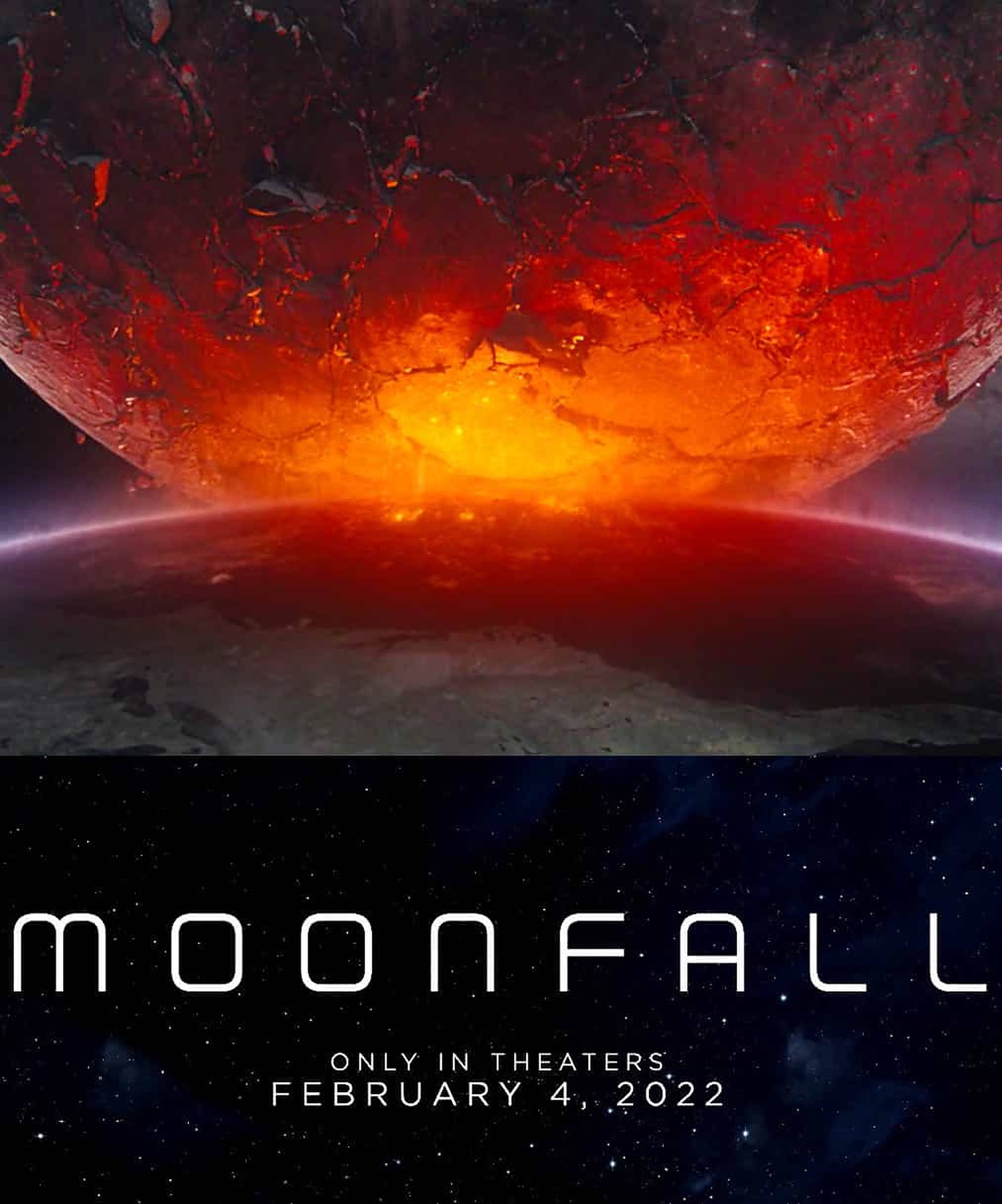 Moonfall, cracked moon, fiery orange lava, Full HD Phone Wallpaper
