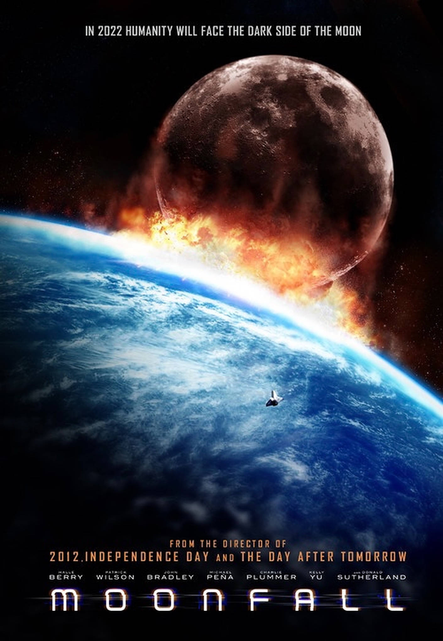 Moonfall, moon crashing earth, fiery destruction, Full HD Phone Wallpaper