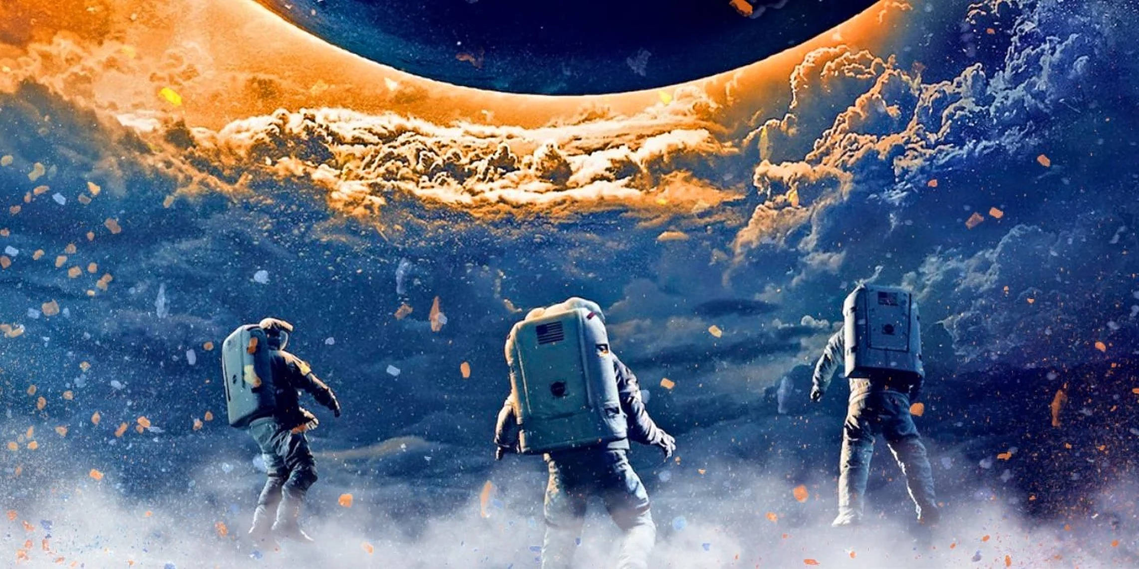 Moonfall, astronauts, dusty alien planet, Full HD Desktop Wallpaper