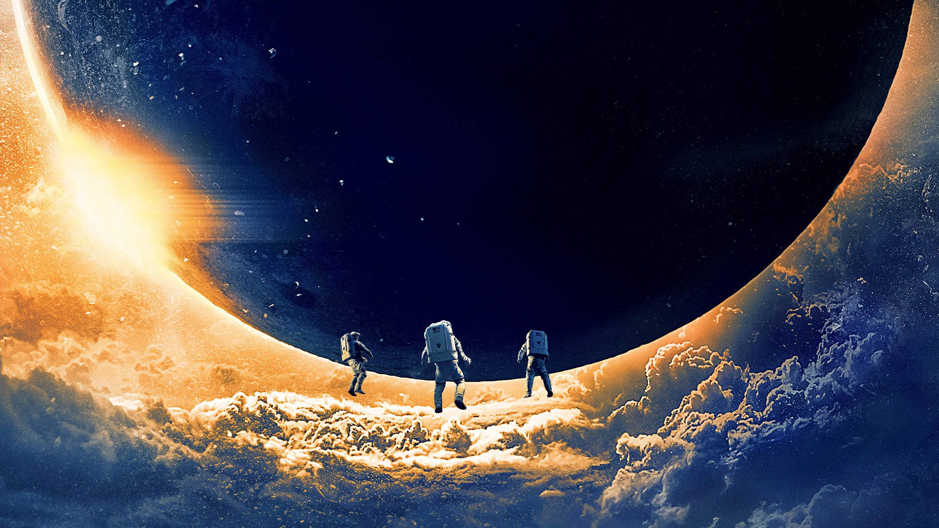 Moonfall, three astronauts, lunar landing, Full HD Desktop Wallpaper
