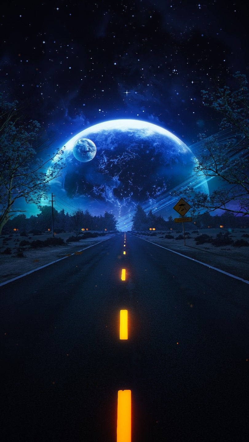 neon moon photography, colossal blue planet, moon, HD Phone Wallpaper
