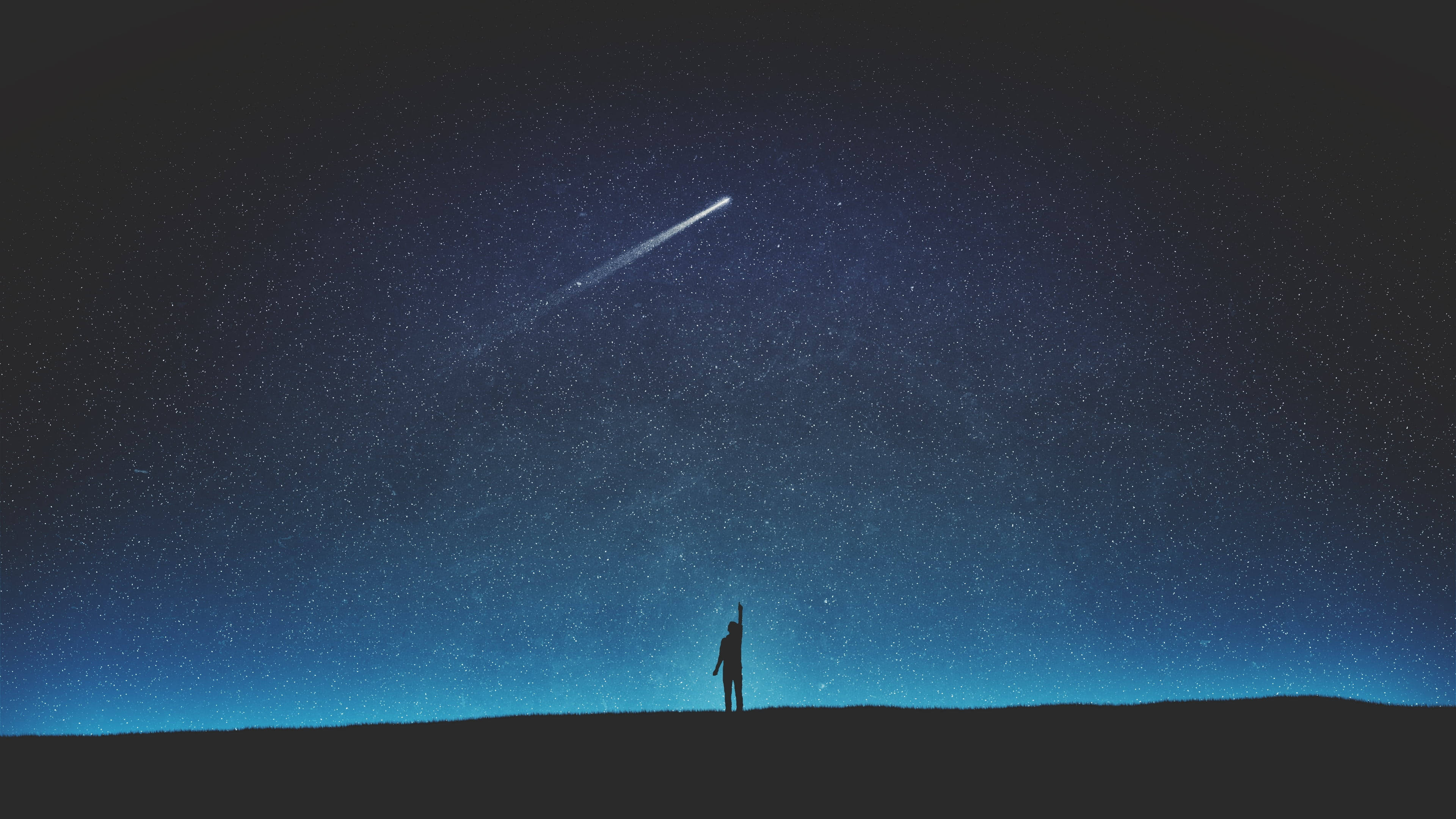 silhouette, hill, night, 4K Desktop Wallpaper