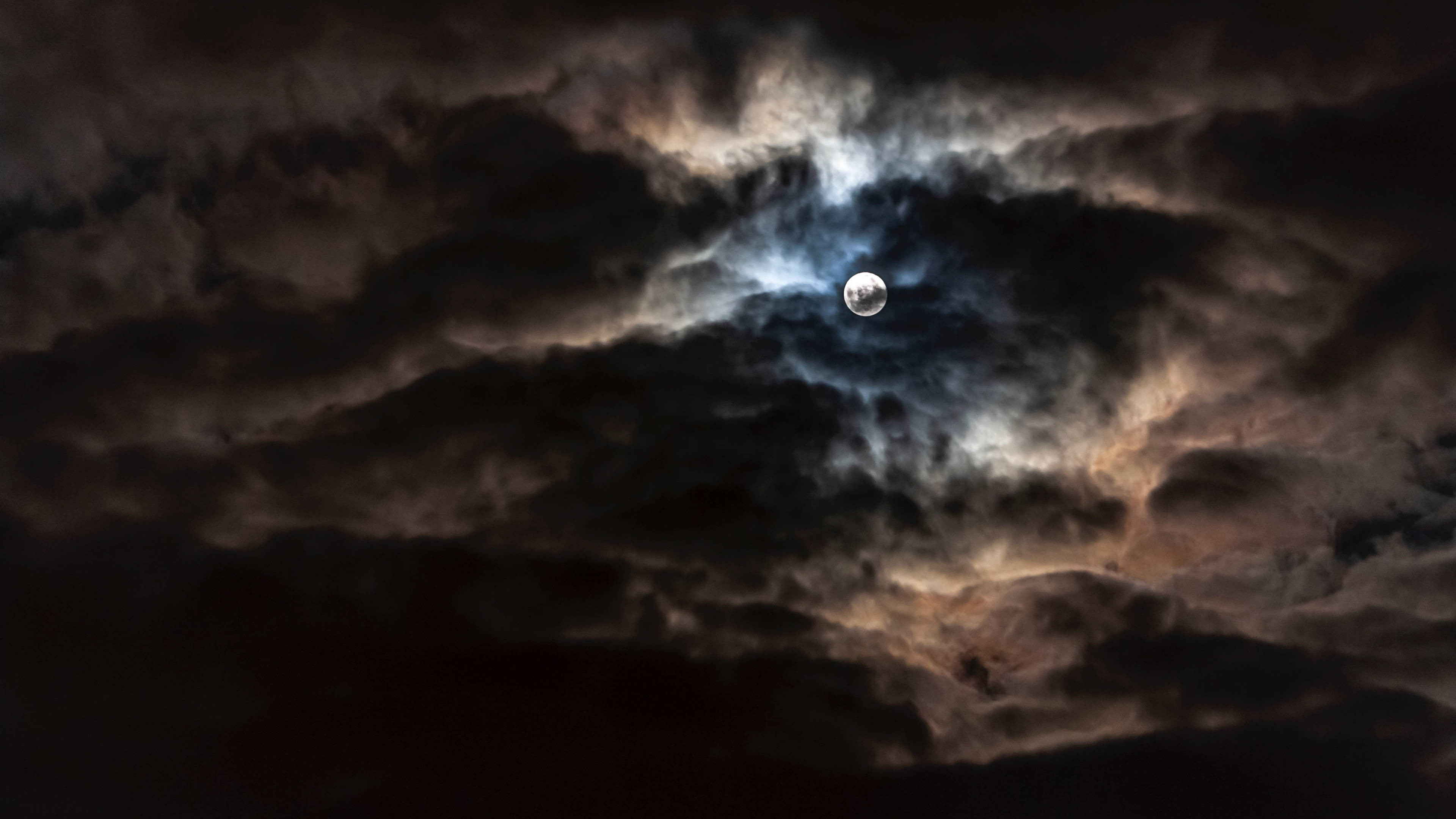 moonlight, dark clouds, night sky, 4K Desktop Wallpaper