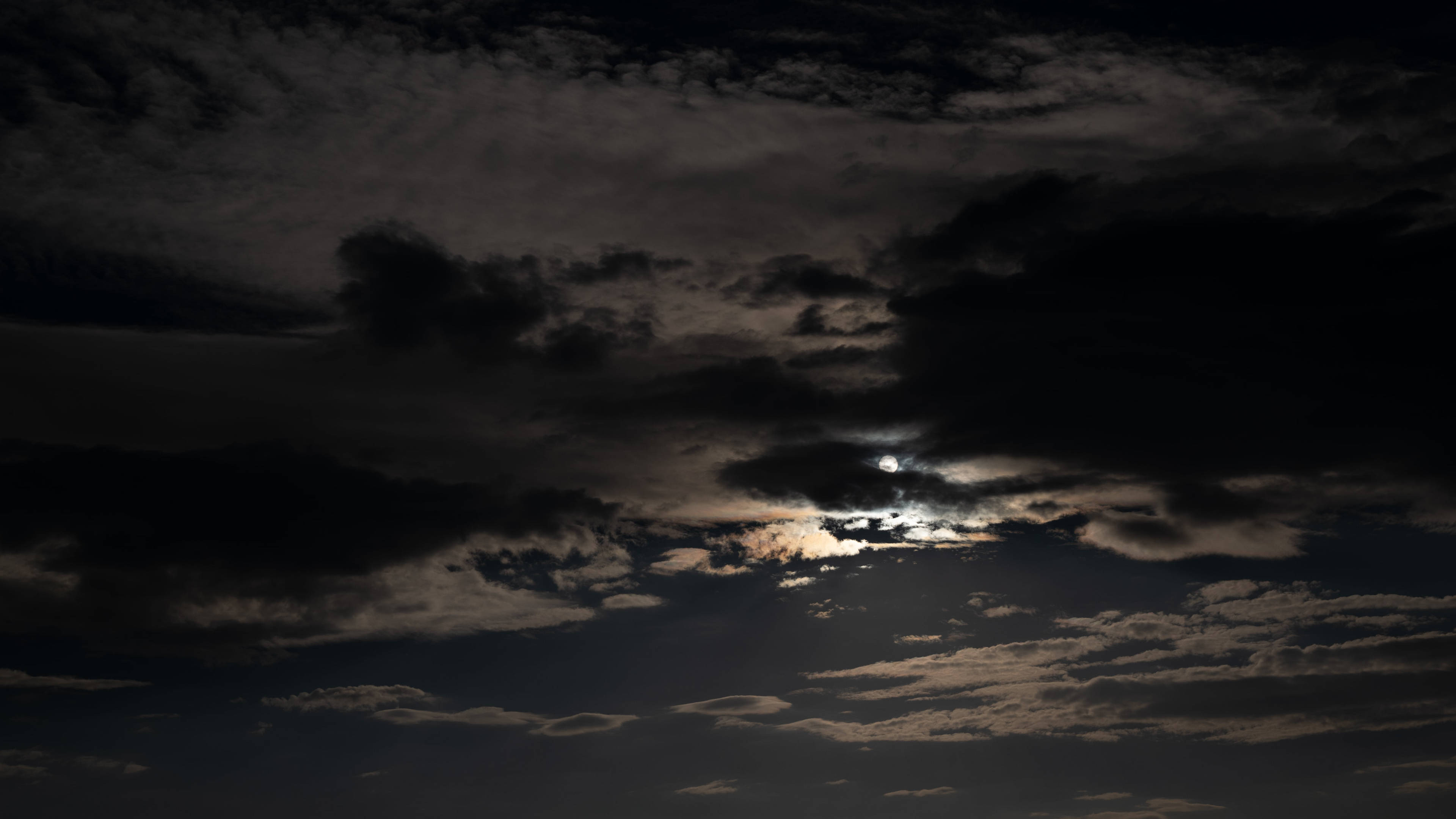 moonlight, nighttime, clouds, 4K Desktop Wallpaper