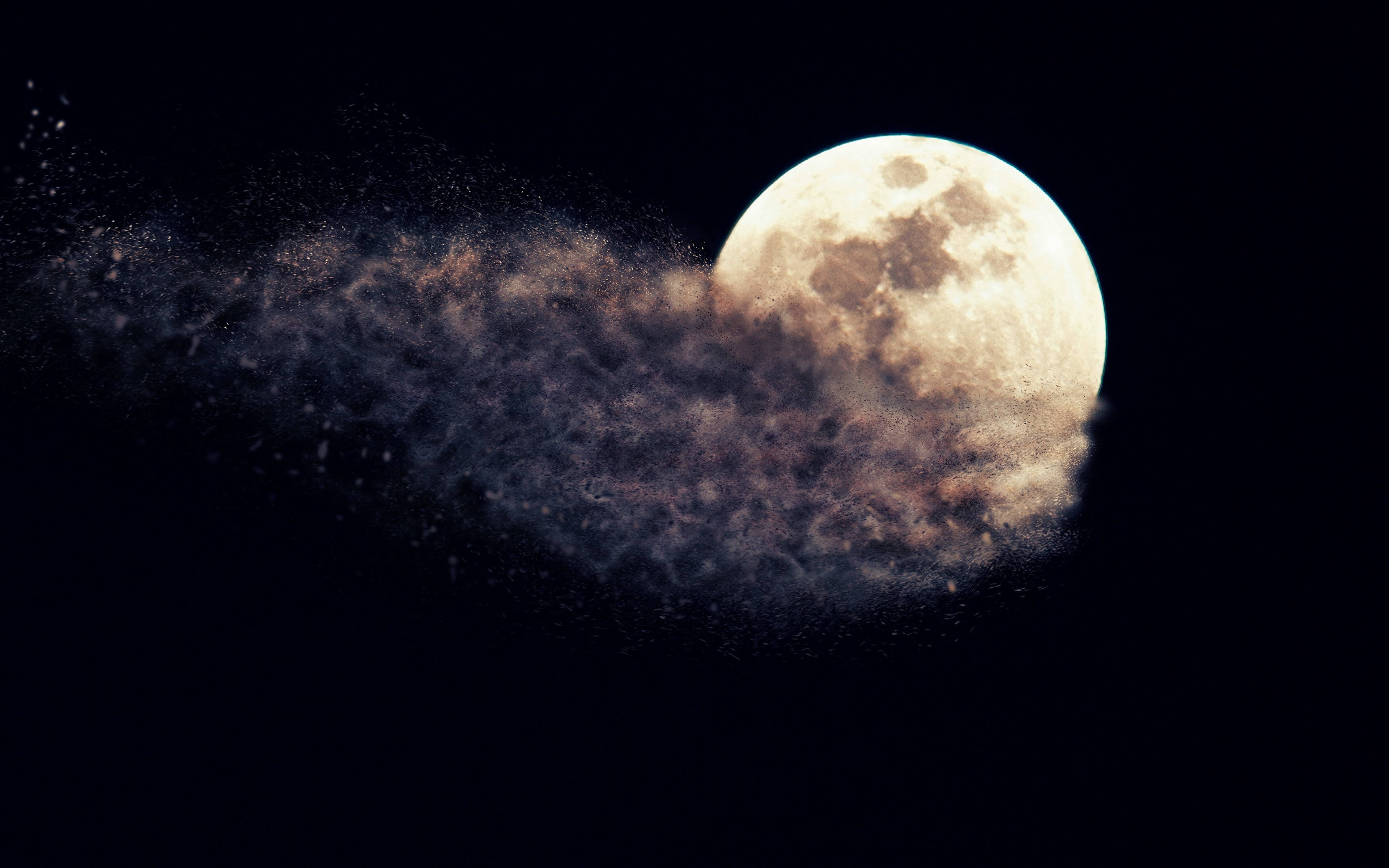 Moonlight 4K, full moon, black sky, 4K Desktop Wallpaper