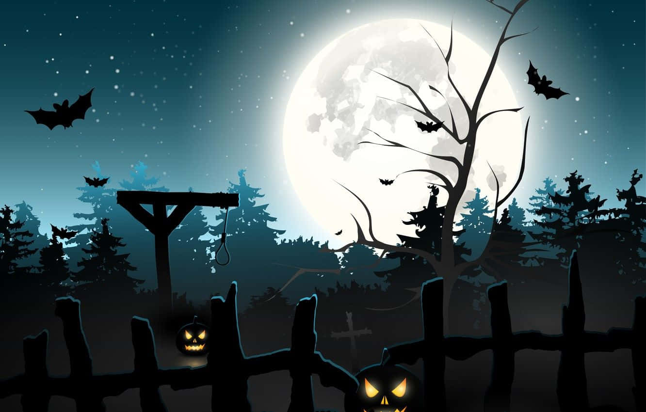 Moonlight Movie, Halloween night, glowing jack-o'-lanterns, HD Desktop Wallpaper