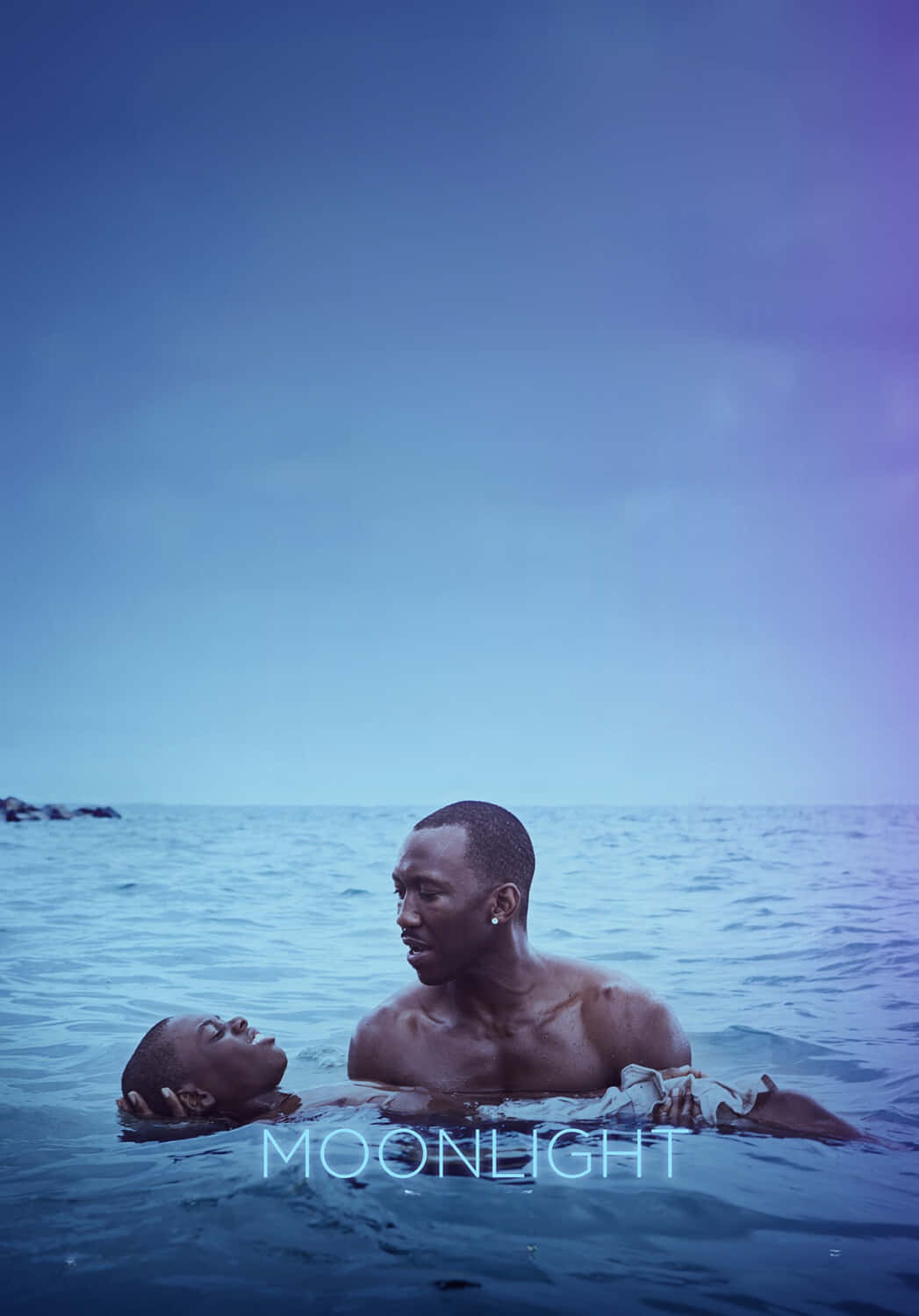 moonlight movie scene, twilight sky, calm ocean waters, HD Phone Wallpaper