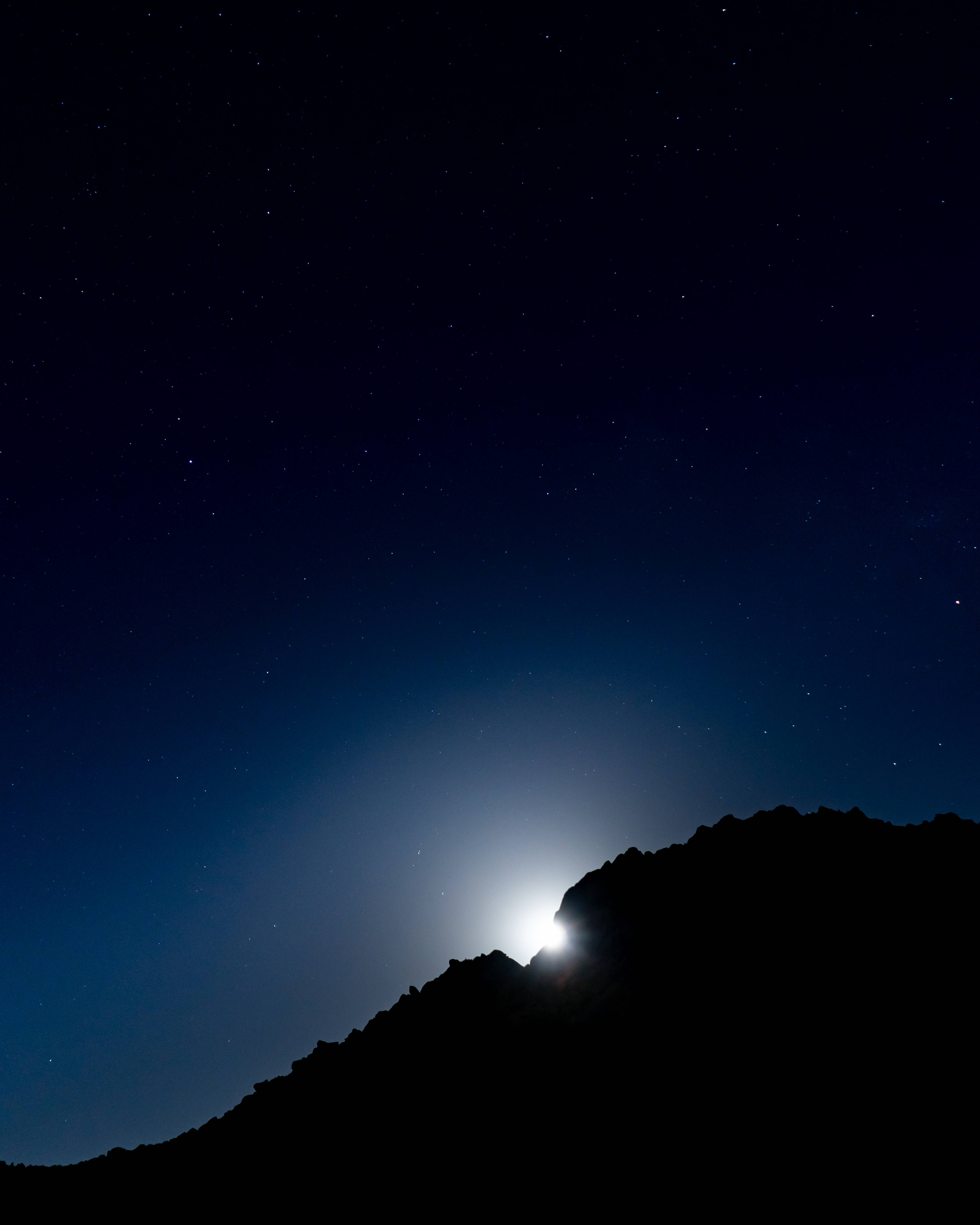 Moonlight, mountain ridge, starry night sky, 4K Phone Wallpaper