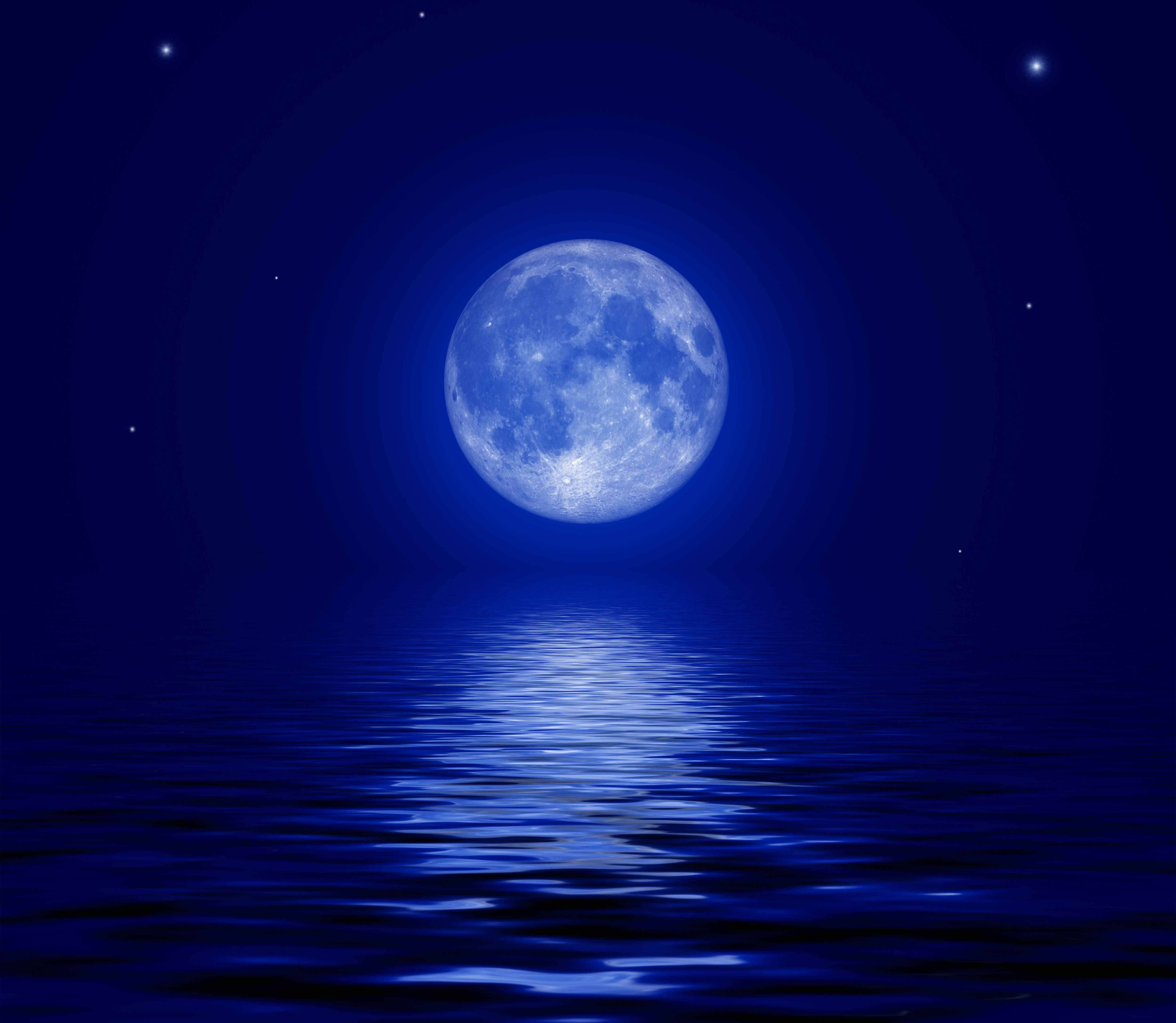 Blue Moon, night sky, full moon, 4K Desktop Wallpaper