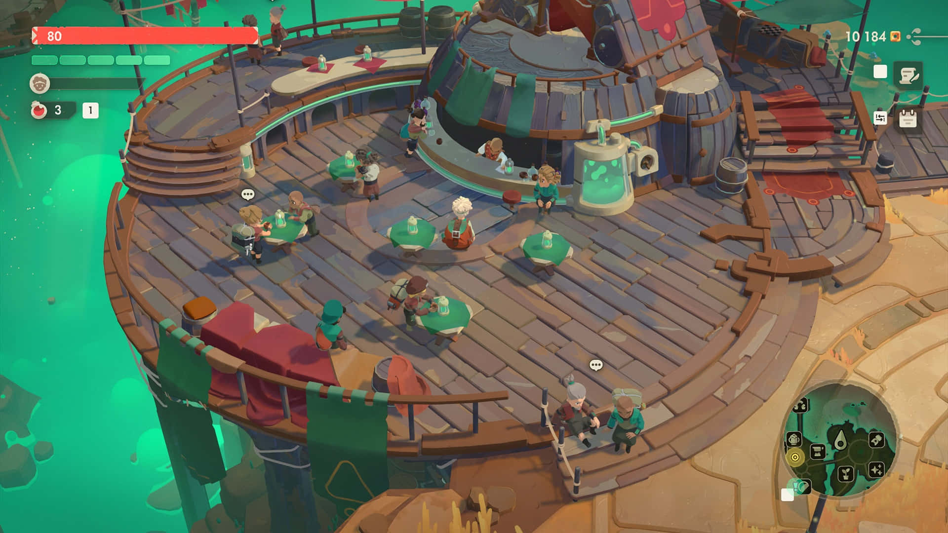 Moonlighter, tavern interior, circular wooden deck, Full HD Desktop Wallpaper
