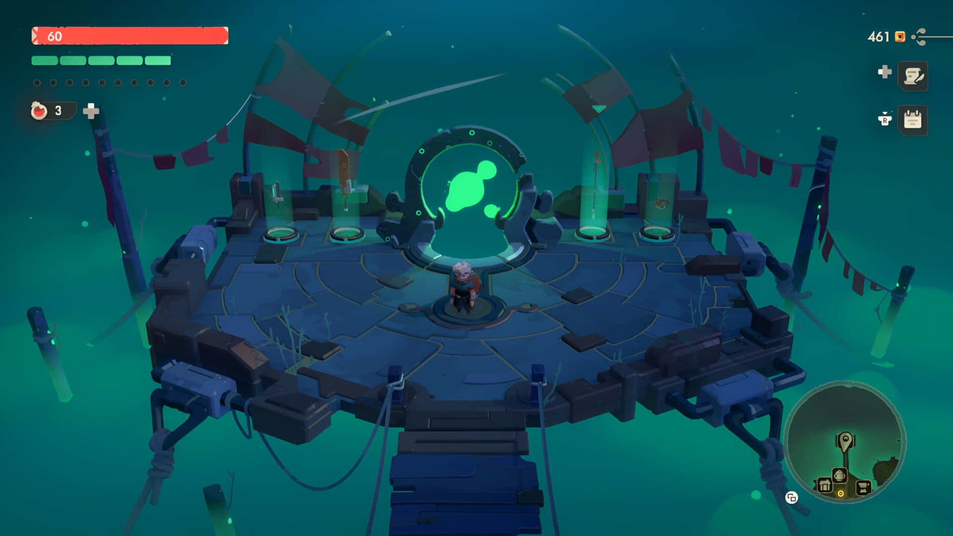 Moonlighter, dungeon portal, circular blue platform, Full HD Desktop Wallpaper