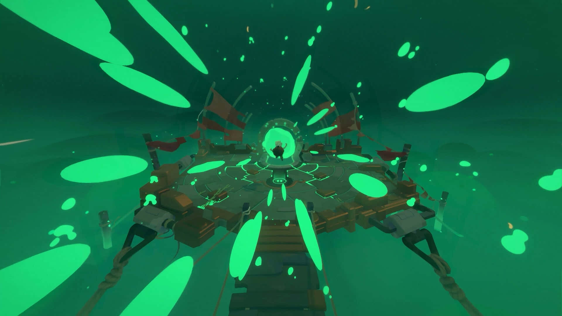 Moonlighter, boss fight scene, wooden platform, Full HD Desktop Wallpaper
