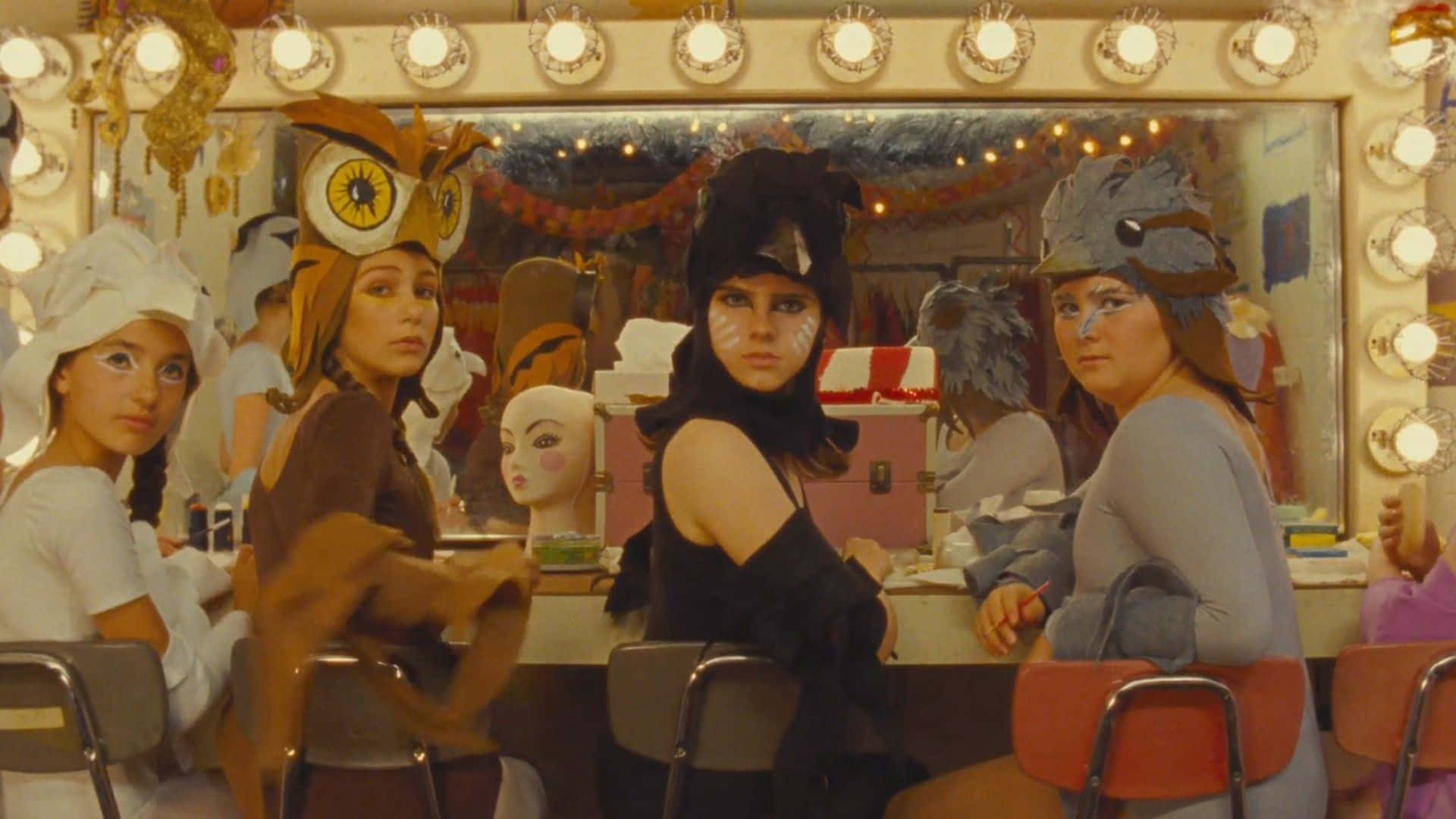 Moonrise Kingdom, vintage dressing room, bright vanity lights, Full HD Desktop Wallpaper