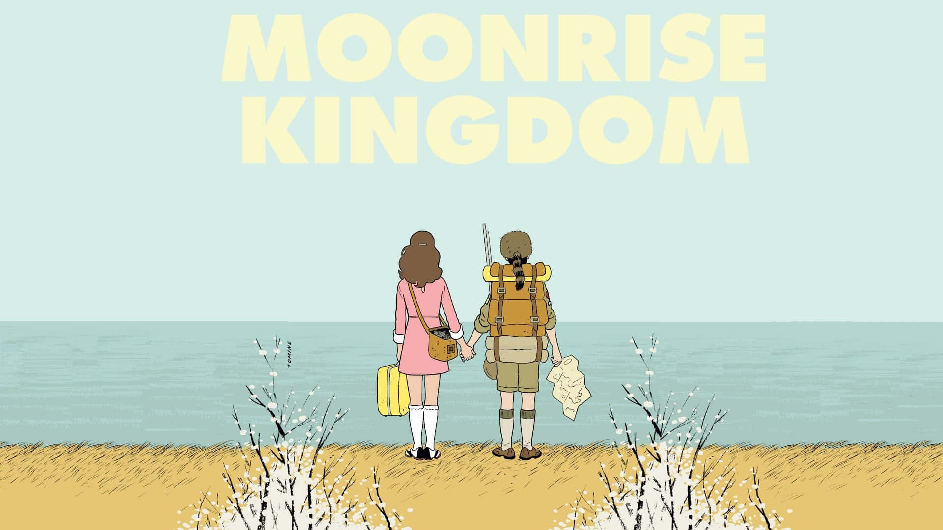 Moonrise Kingdom, two young escapees, beach, Full HD Desktop Wallpaper