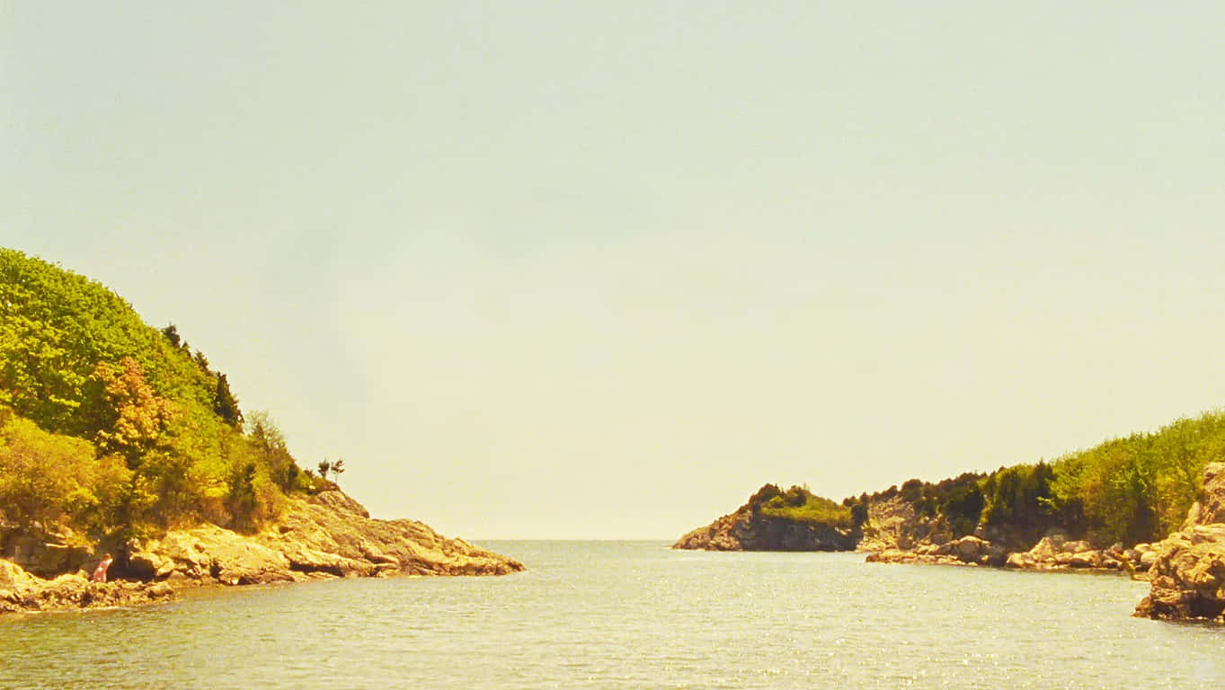 Moonrise Kingdom, narrow waterway, sunlit rocky shores, HD Desktop Wallpaper