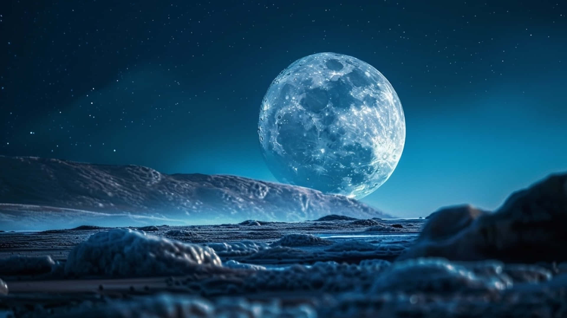 majestic moonrise, lunar landscape, starry night sky, Full HD Desktop Wallpaper