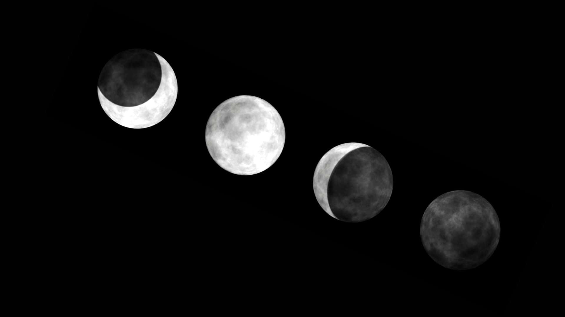 Moon Phase, crescent moon, full moon, Full HD Desktop Wallpaper