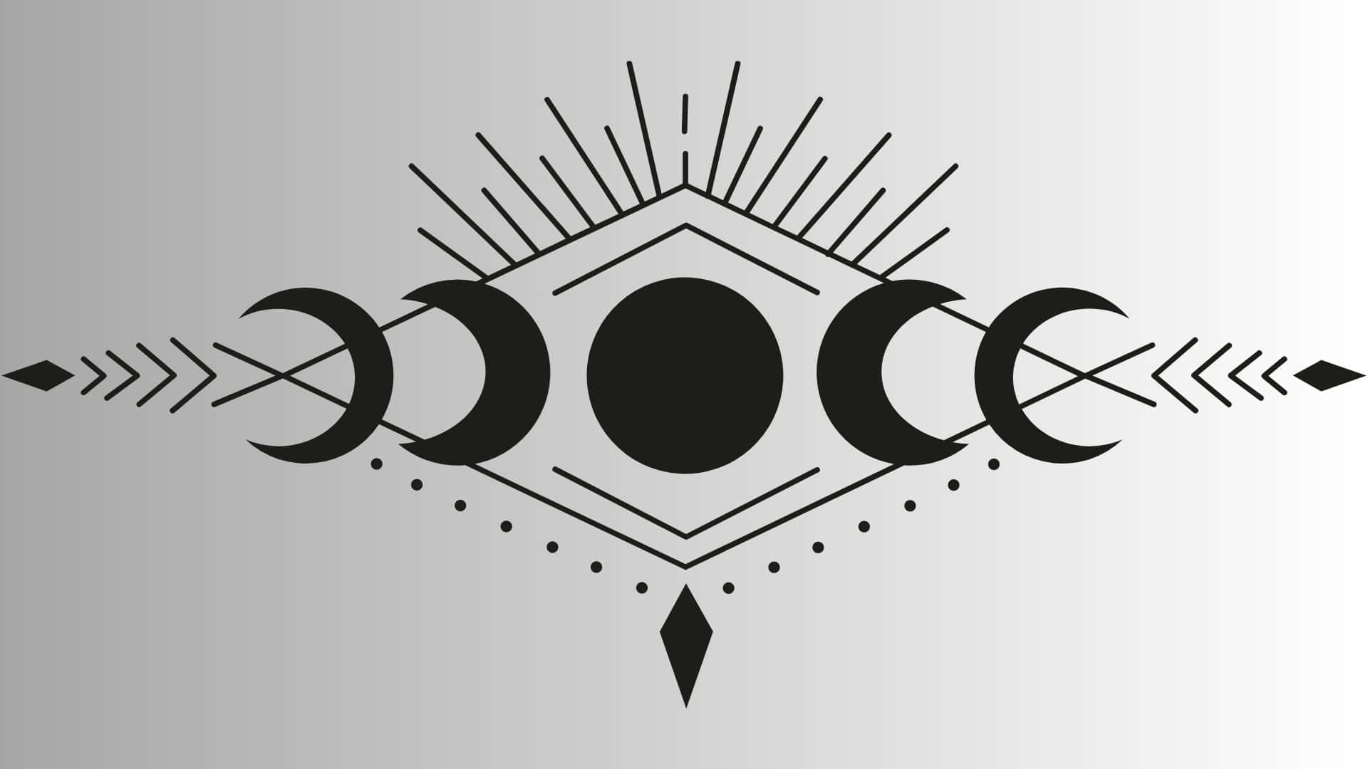 Moon Phase, black geometric design, central eye, Full HD Desktop Wallpaper