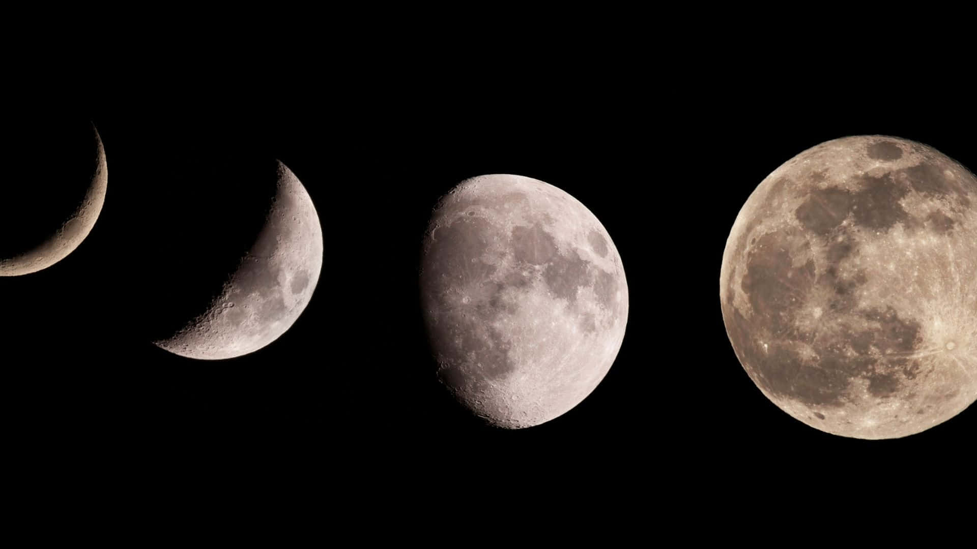Moon Phase, black sky, lunar surface details, Full HD Desktop Wallpaper