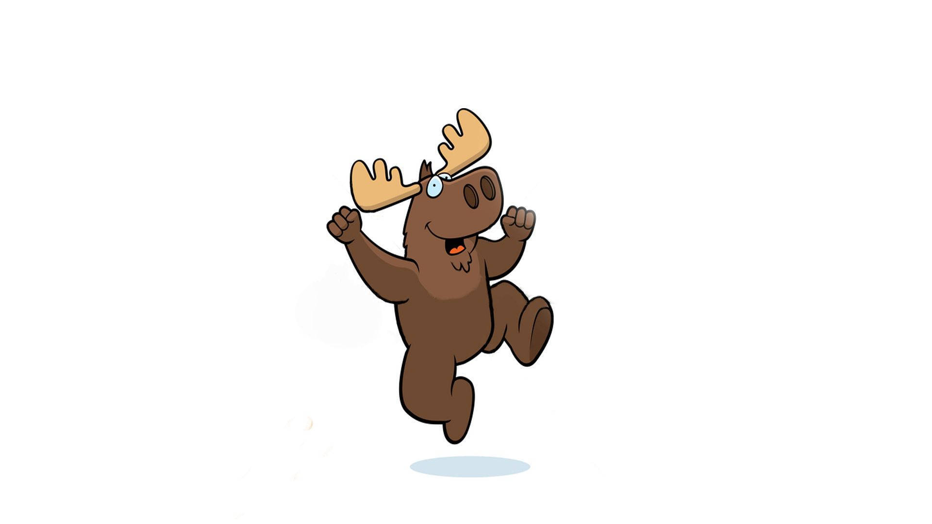 cute cartoon moose, cheerful cartoon moose, leaps joyfully, Full HD Desktop Wallpaper