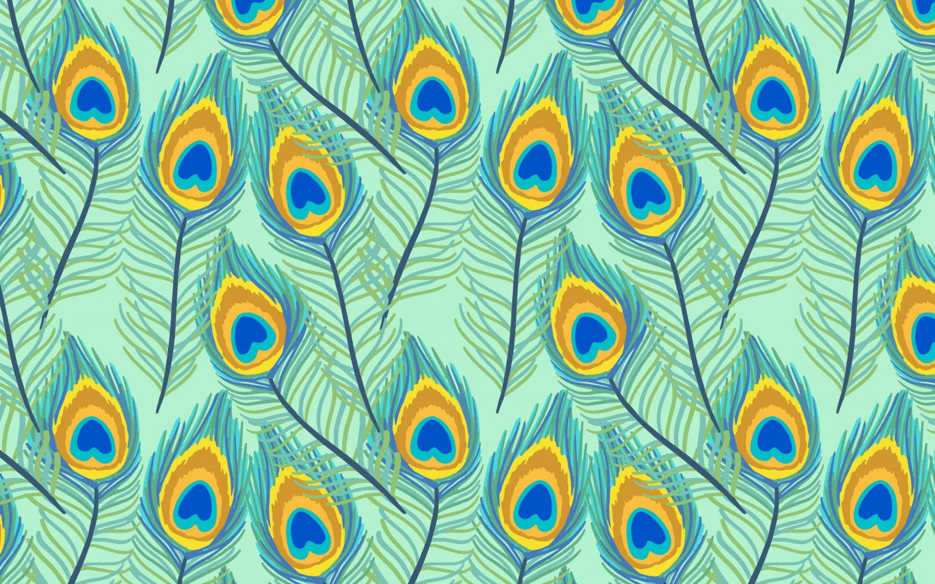 Blue Yellow Mor Pankh, peacock feathers, blue, Full HD Desktop Wallpaper