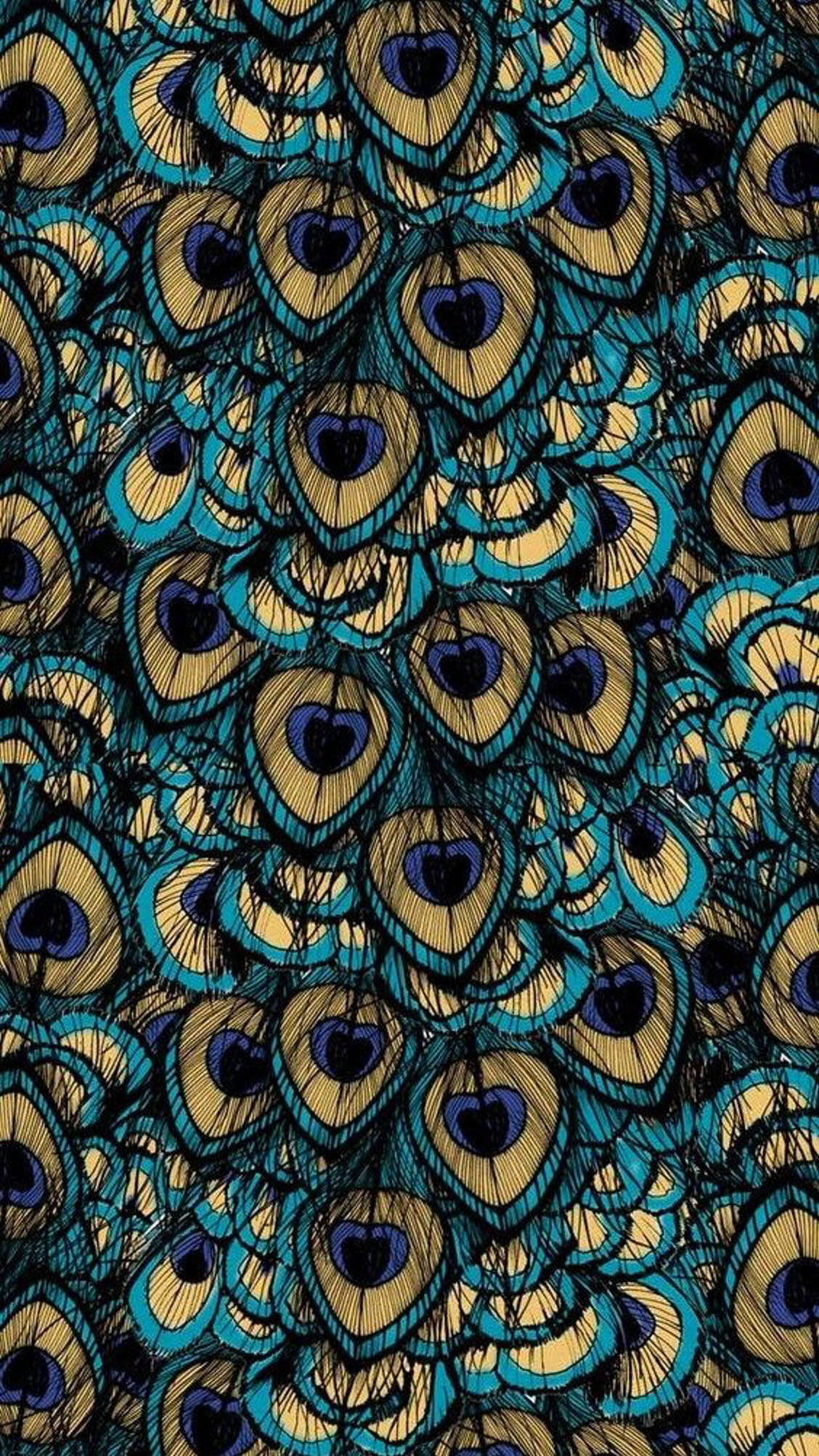 blue green mor pankh, teal, gold, Full HD Phone Wallpaper